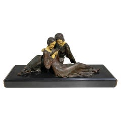 "Femmes au livre" Escultura Art Déco Firmada Godard, Circa 1920
