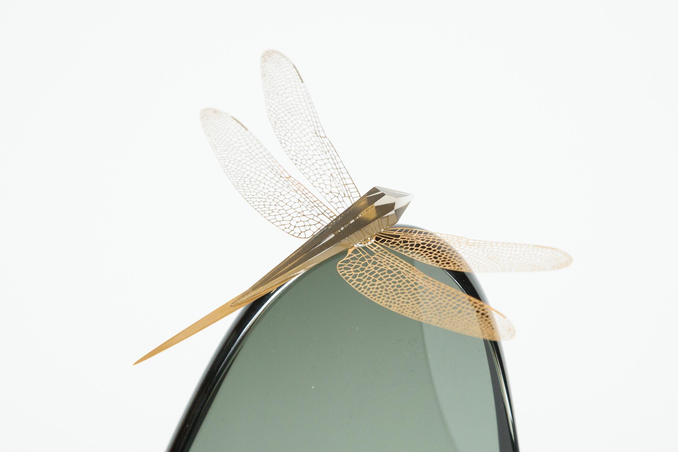 Fen III, a unique smokey grey glass sculpture with dragonflies by Hanne Enemark 2
