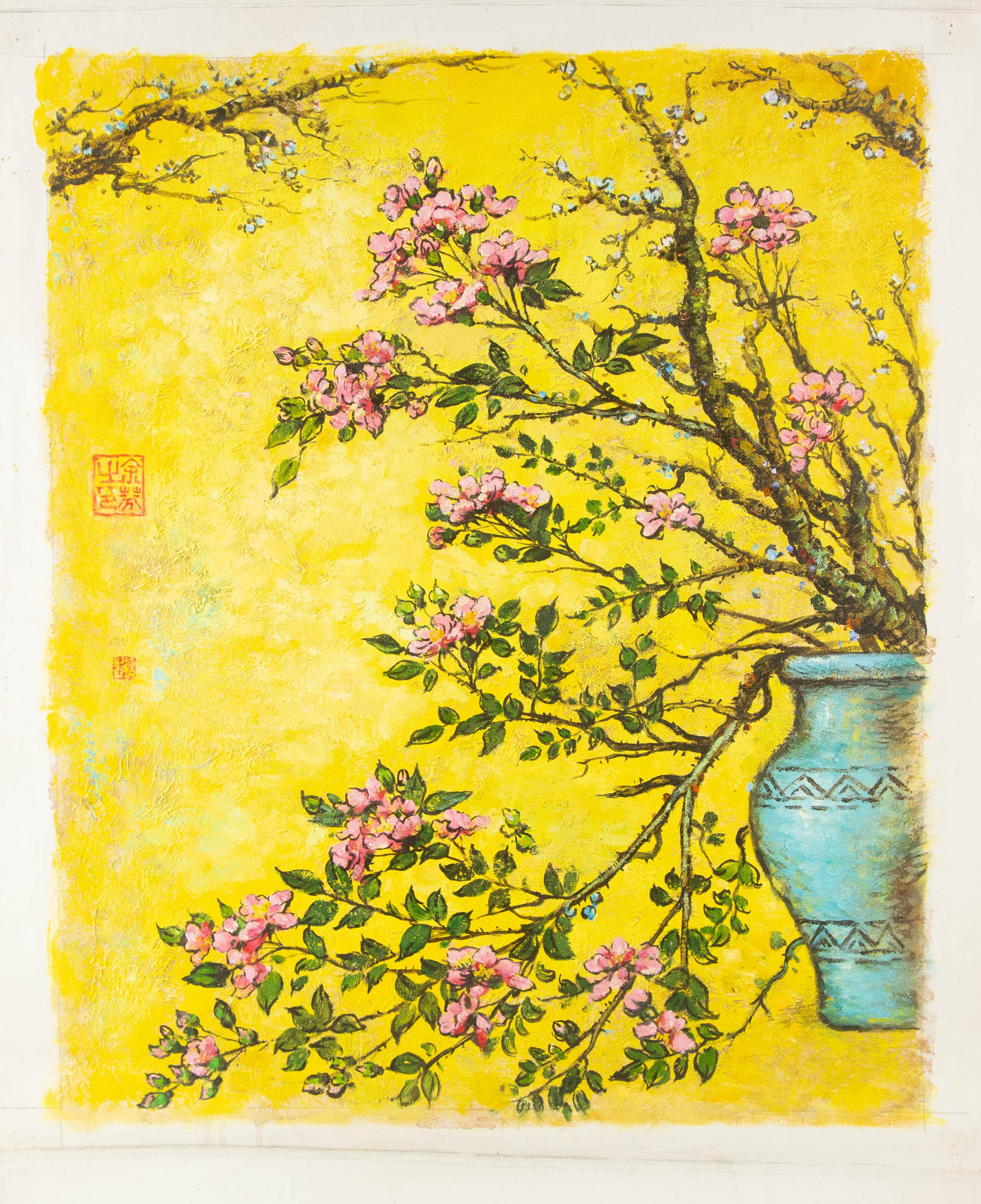 Fen Yu Floral Original Mixed Media 