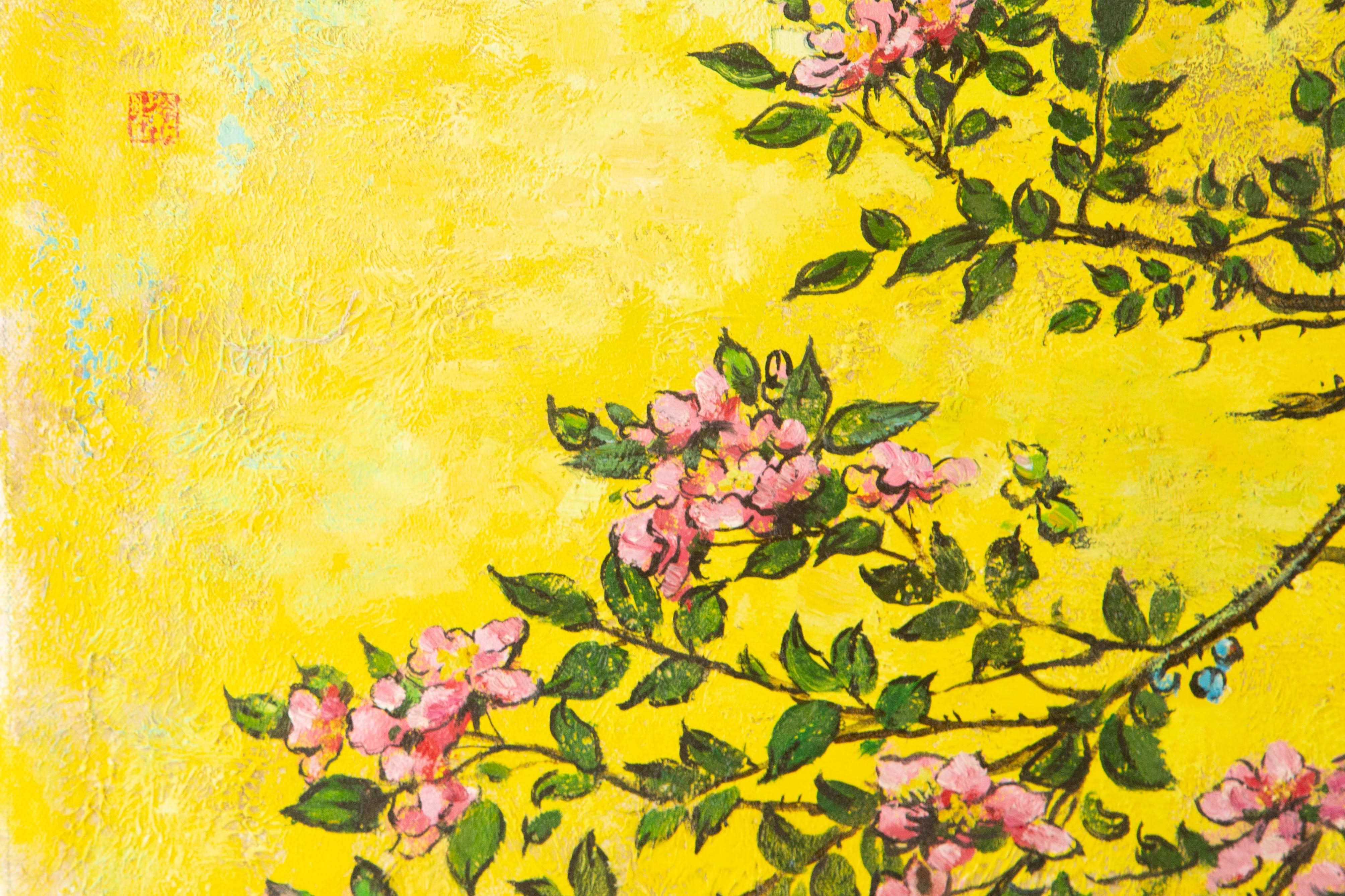 Fen Yu Floral Original Mixed Media 