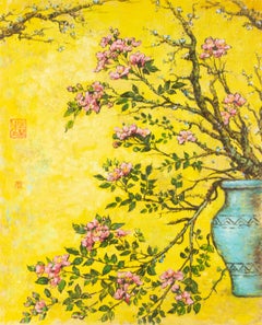 Fen Yu - Fen Yu Floral Original Mixed Media "Cherry Blossoming" Fen Yu Floral Original Mixed Media "Cherry Blossoming"