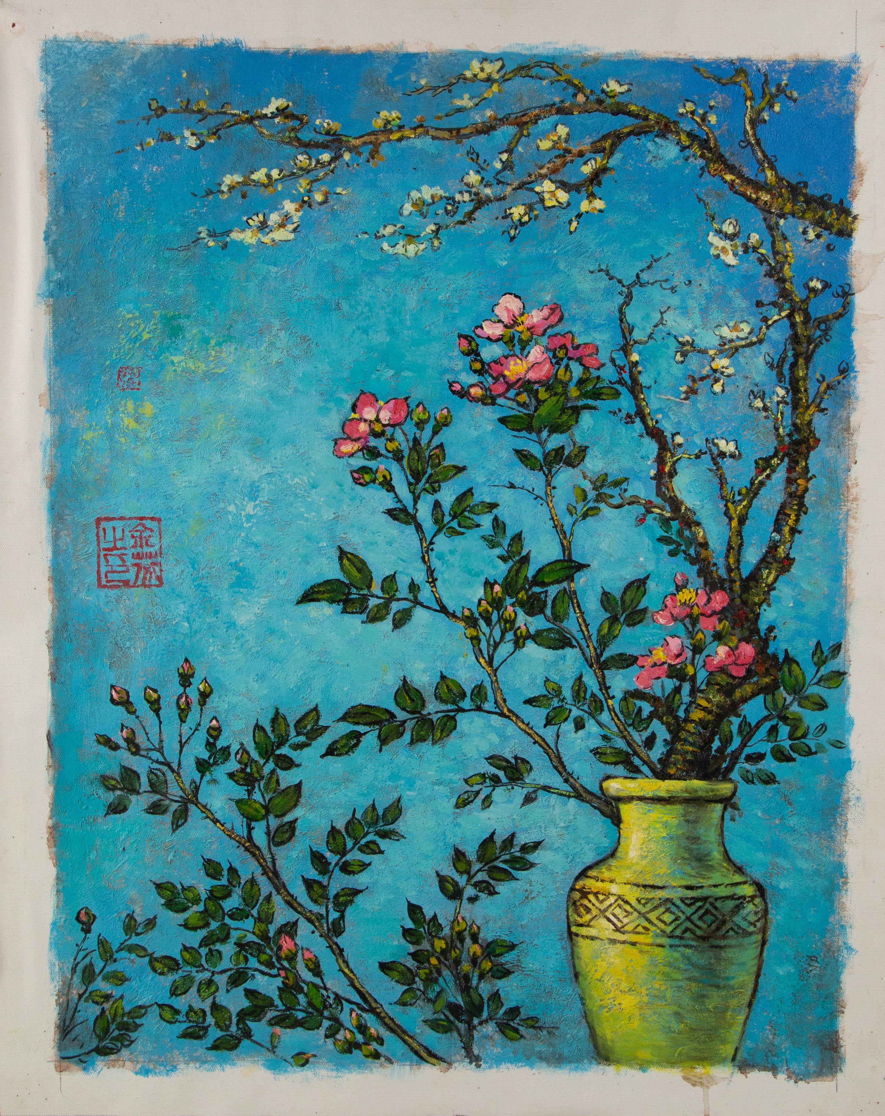 Fen Yu Still Life Original Mixed Media 