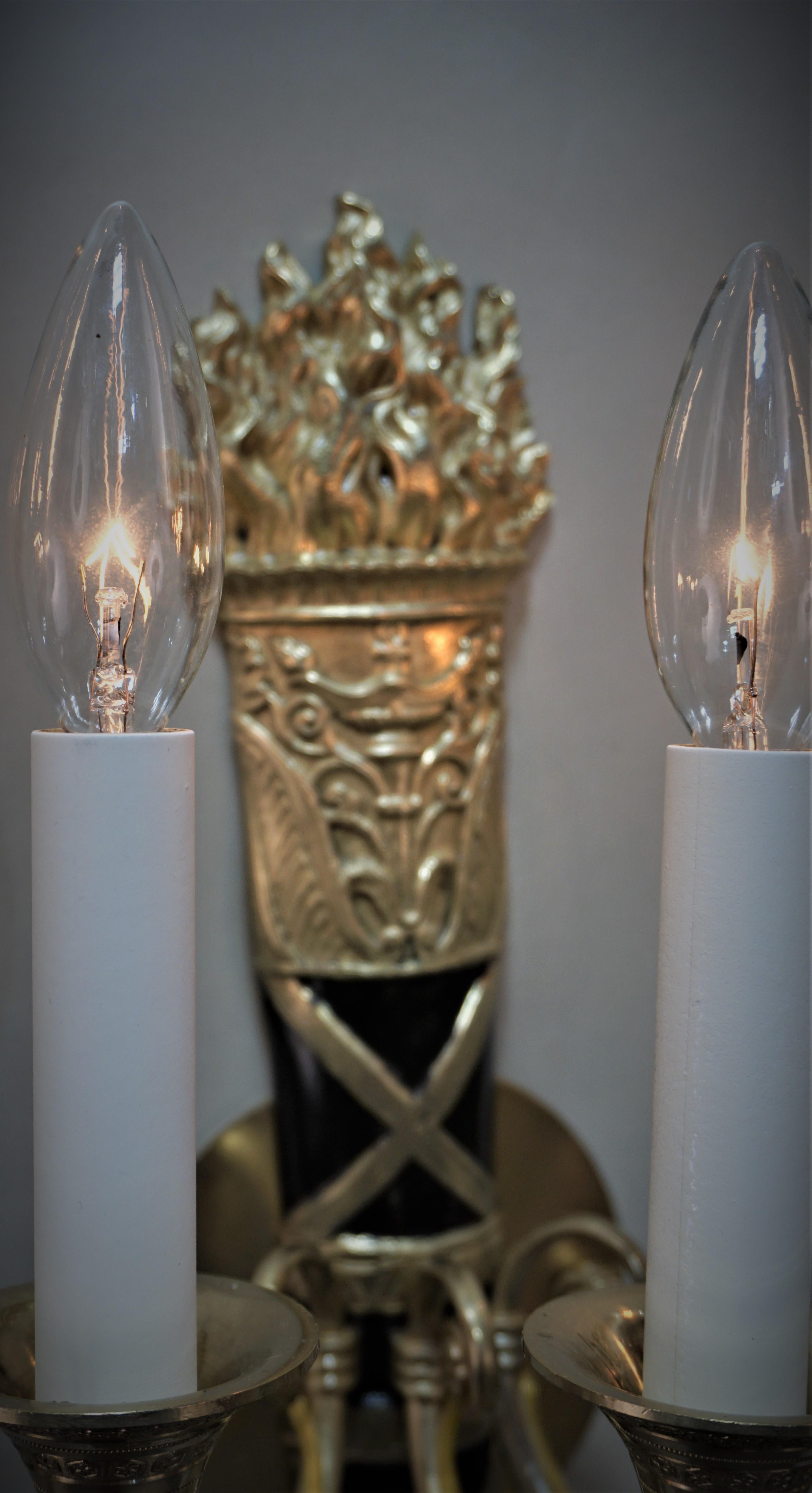 French Fench 1920's Bronze Empire Wall Sconces, 3 Available  For Sale