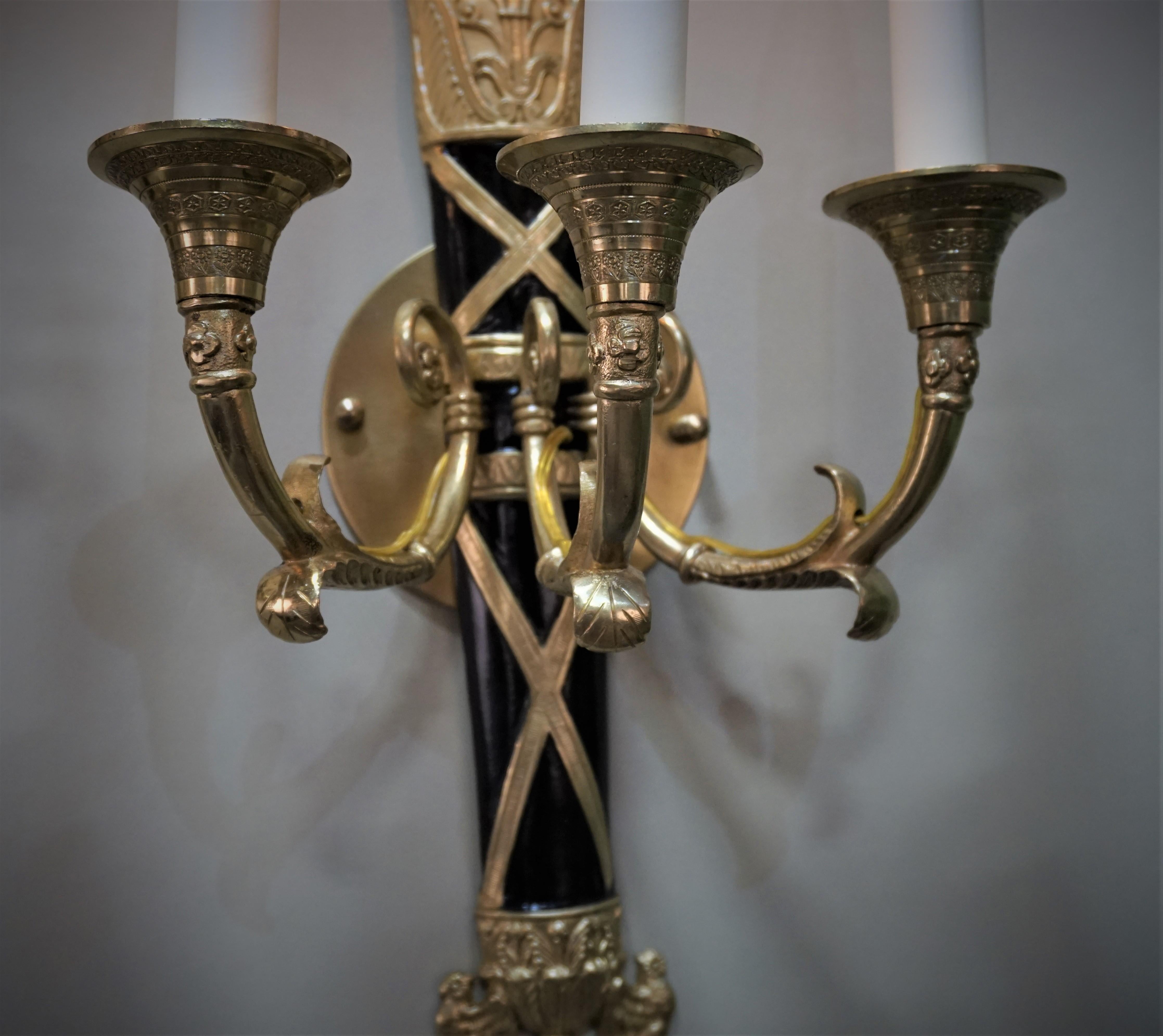 Fench 1920's Bronze Empire Wall Sconces, 3 Available  For Sale 1