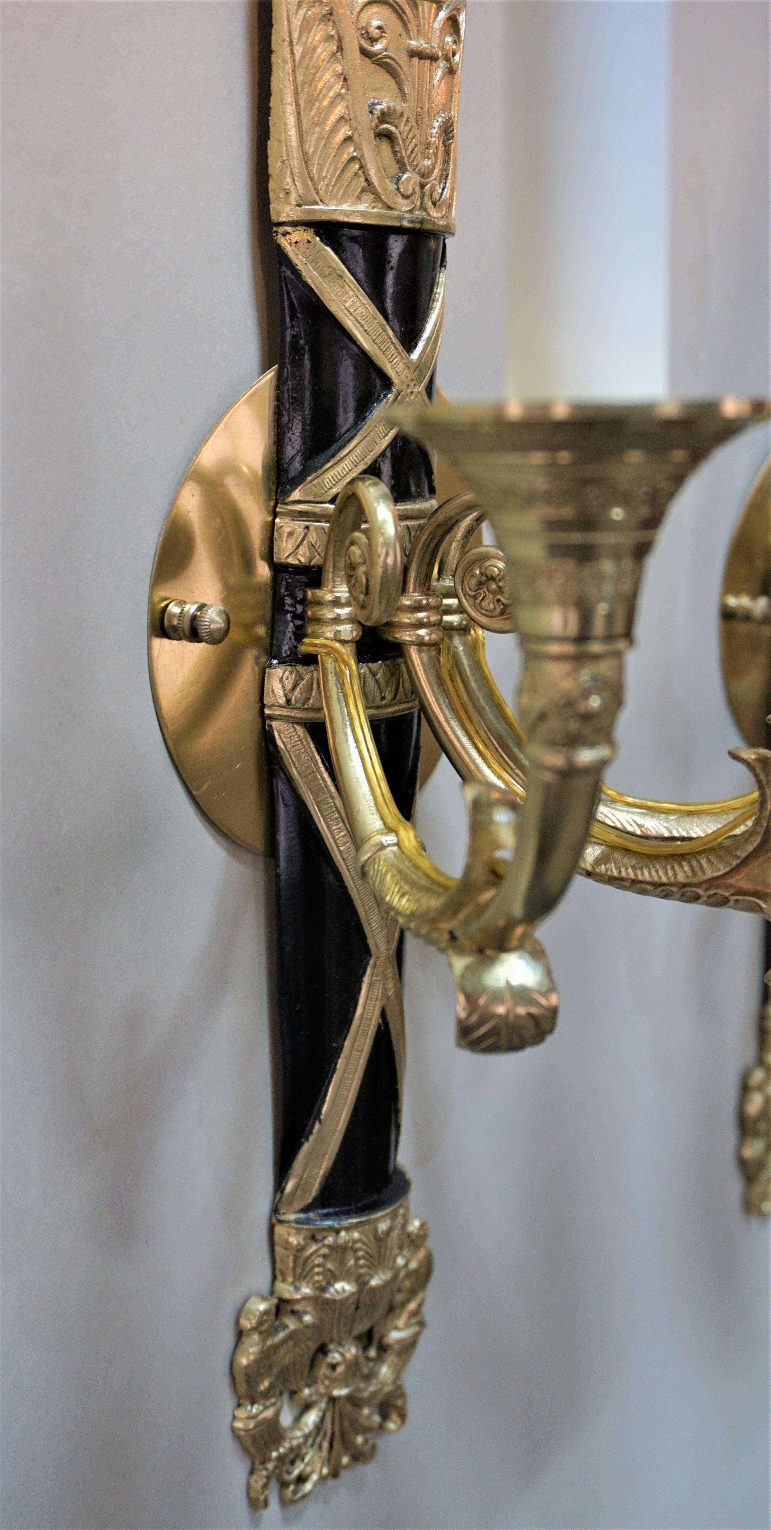 Fench 1920's Bronze Empire Wall Sconces, 3 Available  For Sale 2