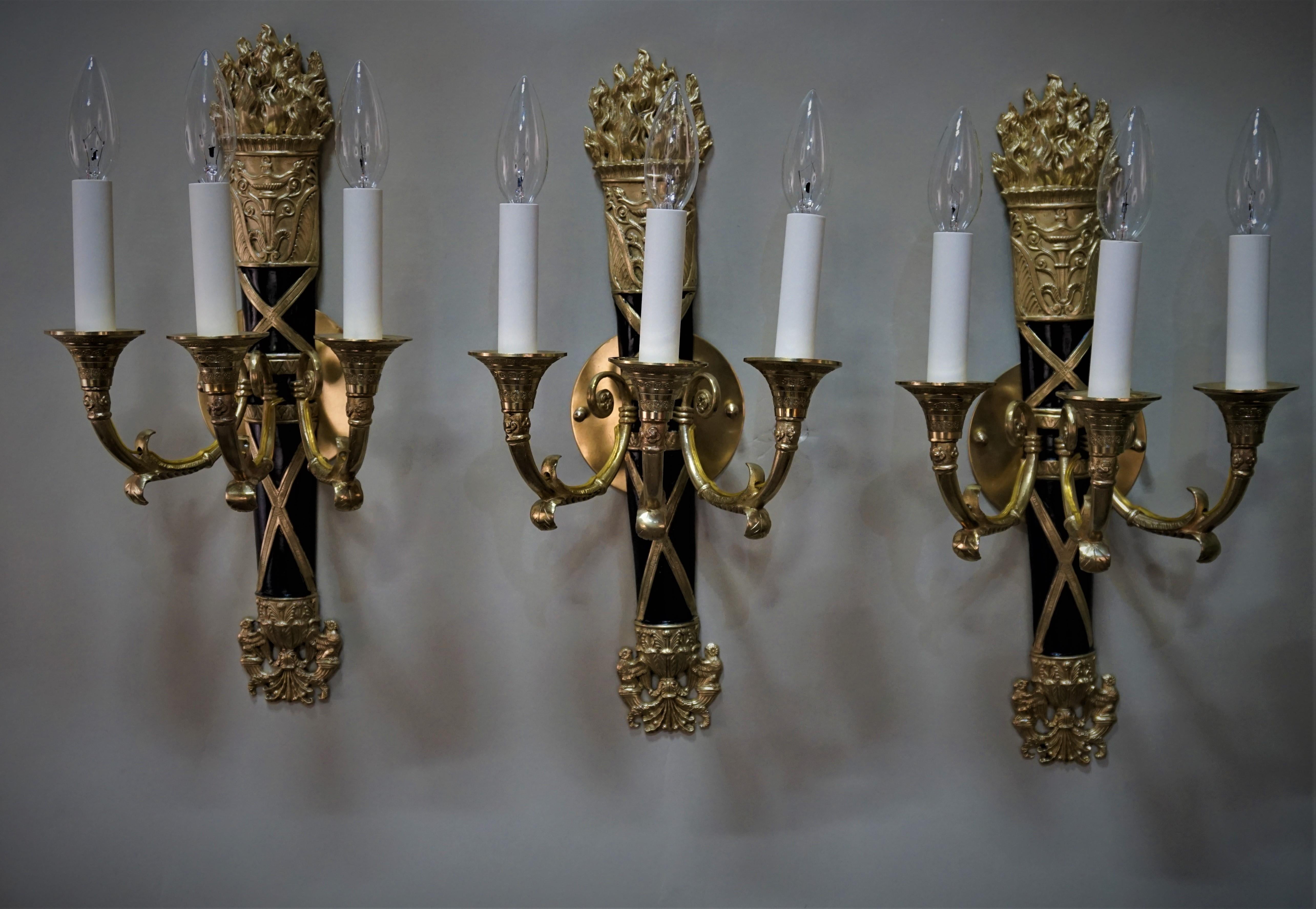 Fench 1920's Bronze Empire Wall Sconces, 3 Available  For Sale 3