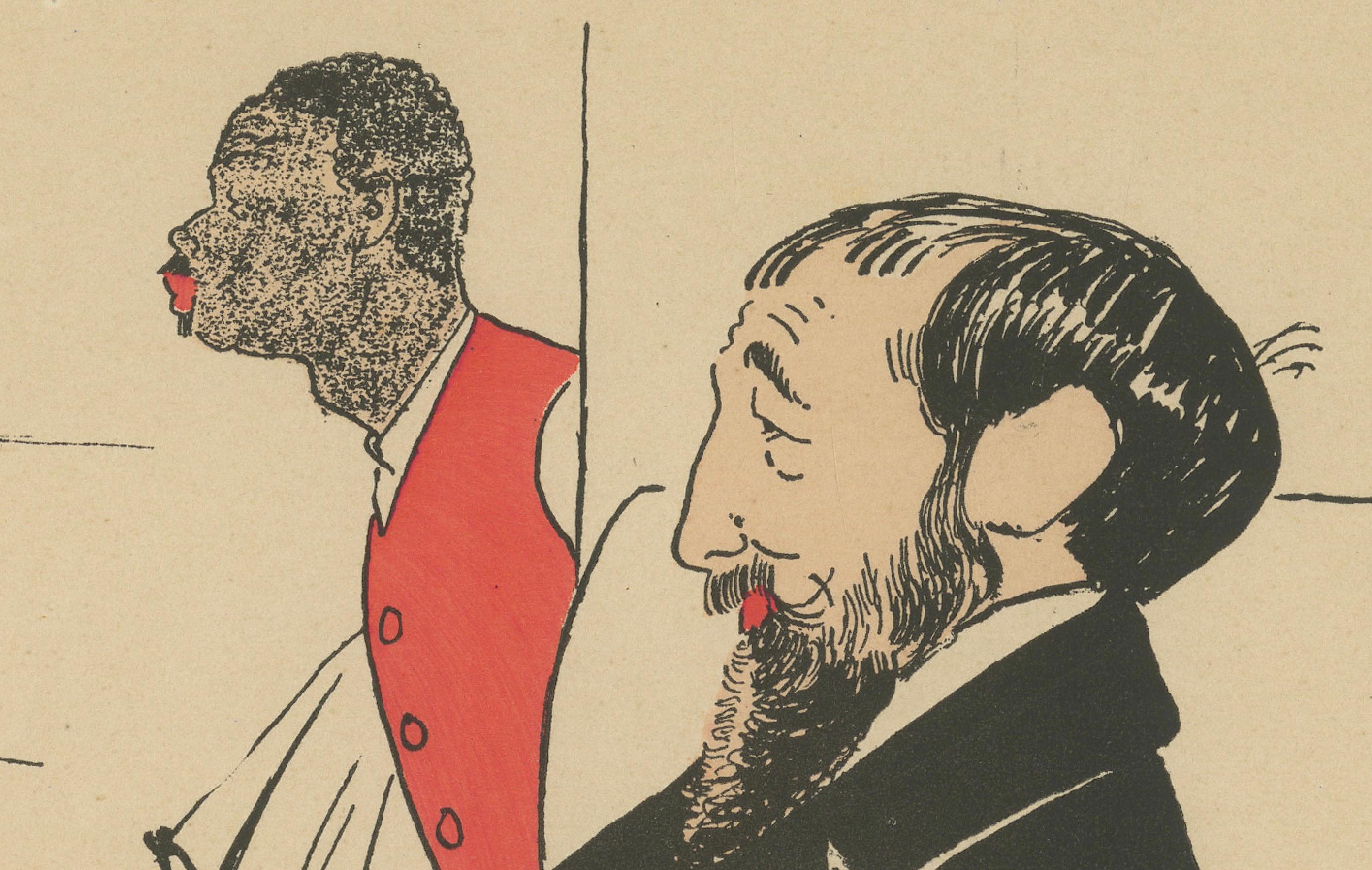 Caricatura de esgrima de Adolphe Tavernier por Mich, París 1907 en Bueno estado para la venta en Langweer, NL