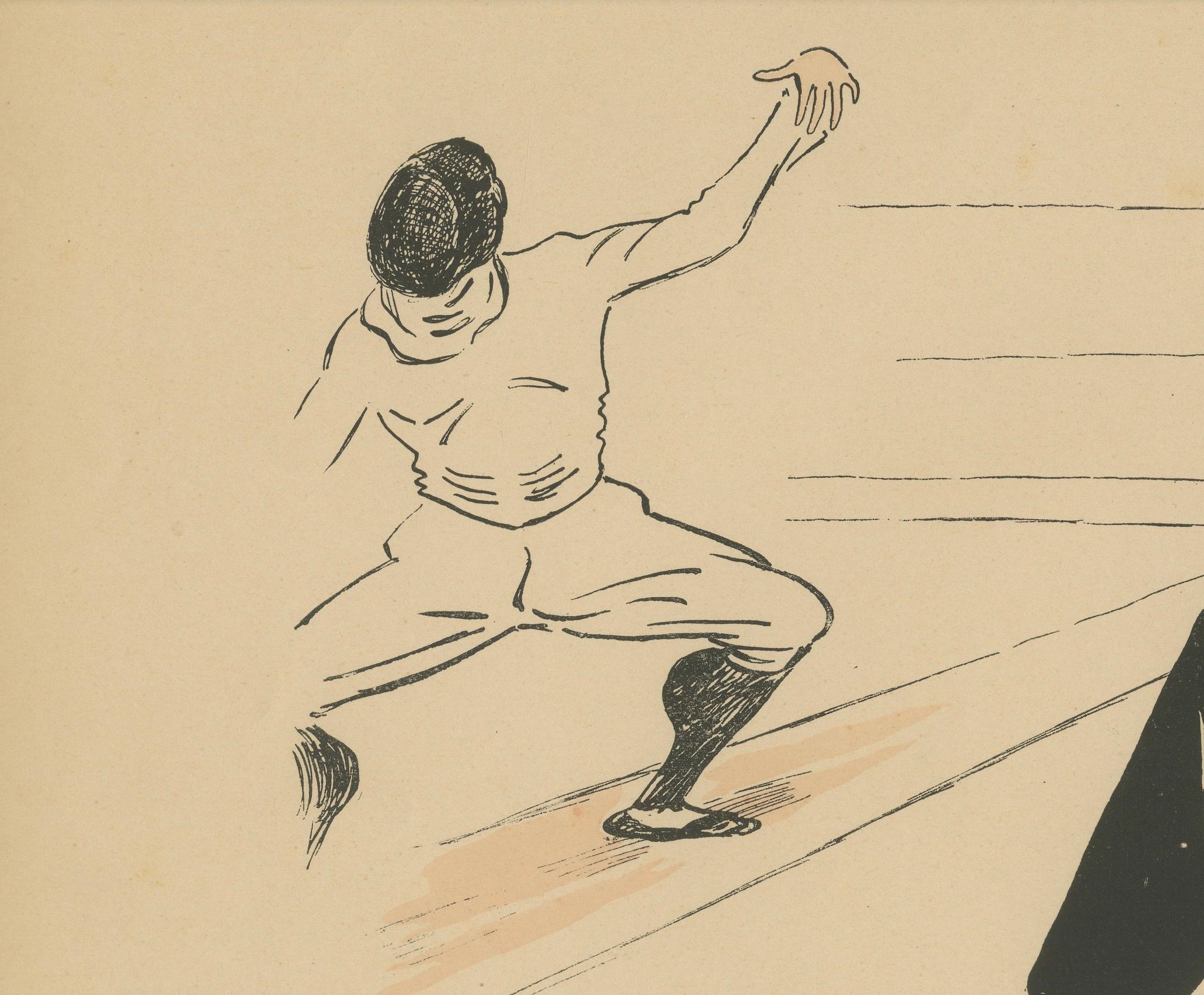 Caricatura de esgrima de Adolphe Tavernier por Mich, París 1907 principios del siglo XX en venta