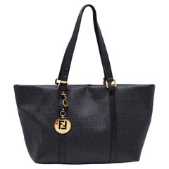 Fend Black Zucchino Coated Canvas and Leather Superstar Shopper Tote