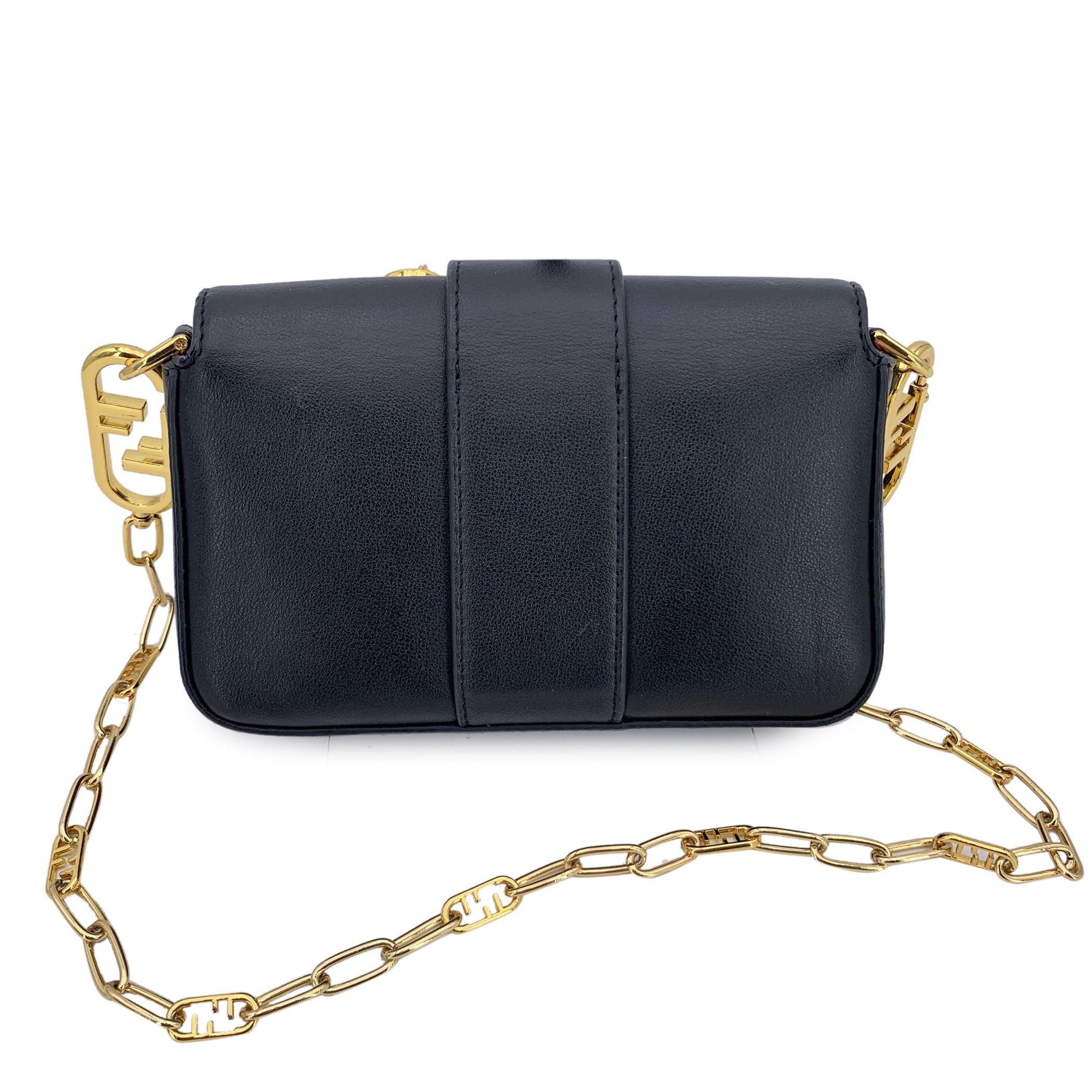 Fendace Fendi x Versace Black Leather Mini Brooch Baguette Bag In Excellent Condition For Sale In Rome, Rome