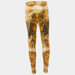 Fendace Fendi x Versace Yellow Patterned Lurex Knit Leggings M