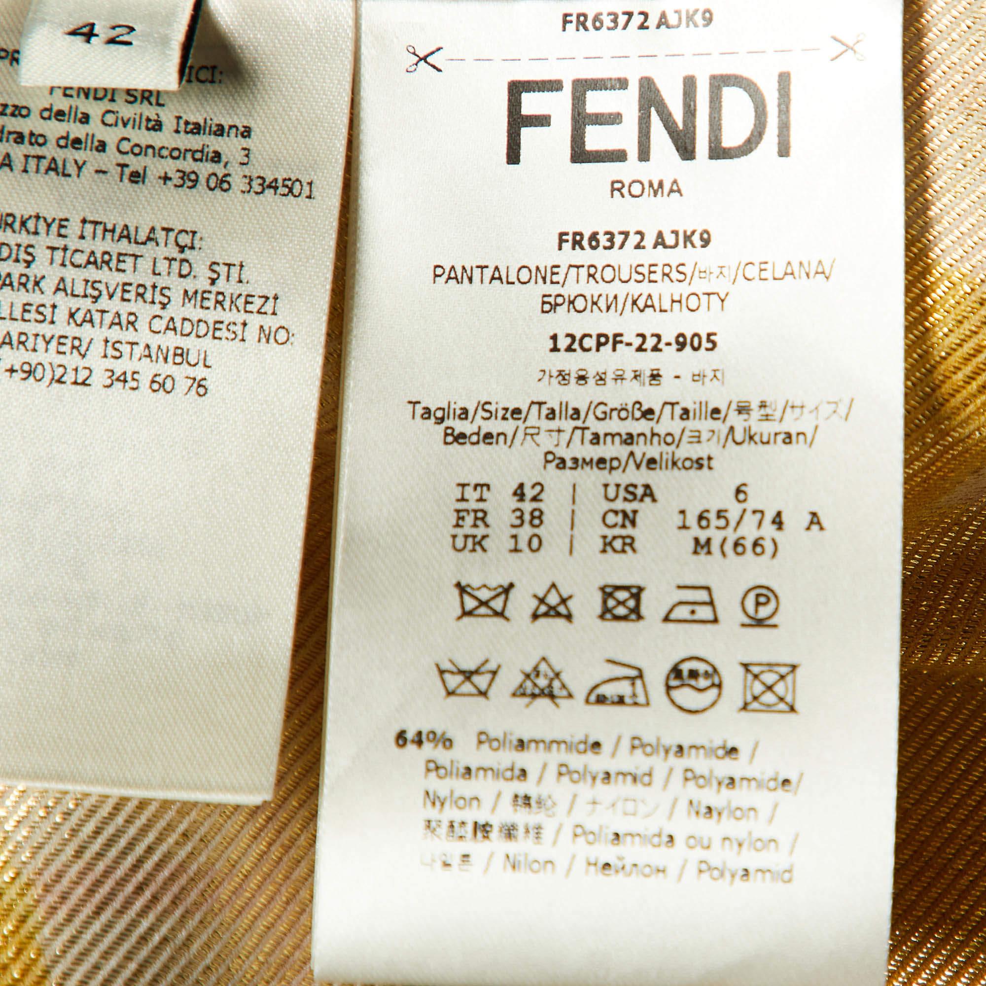 Fendace Fendi x Versace Yellow Patterned Lurex Knit Leggings M 1