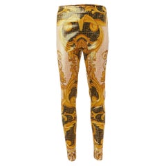 Fendace Fendi x Versace Yellow Patterned Lurex Knit Leggings M