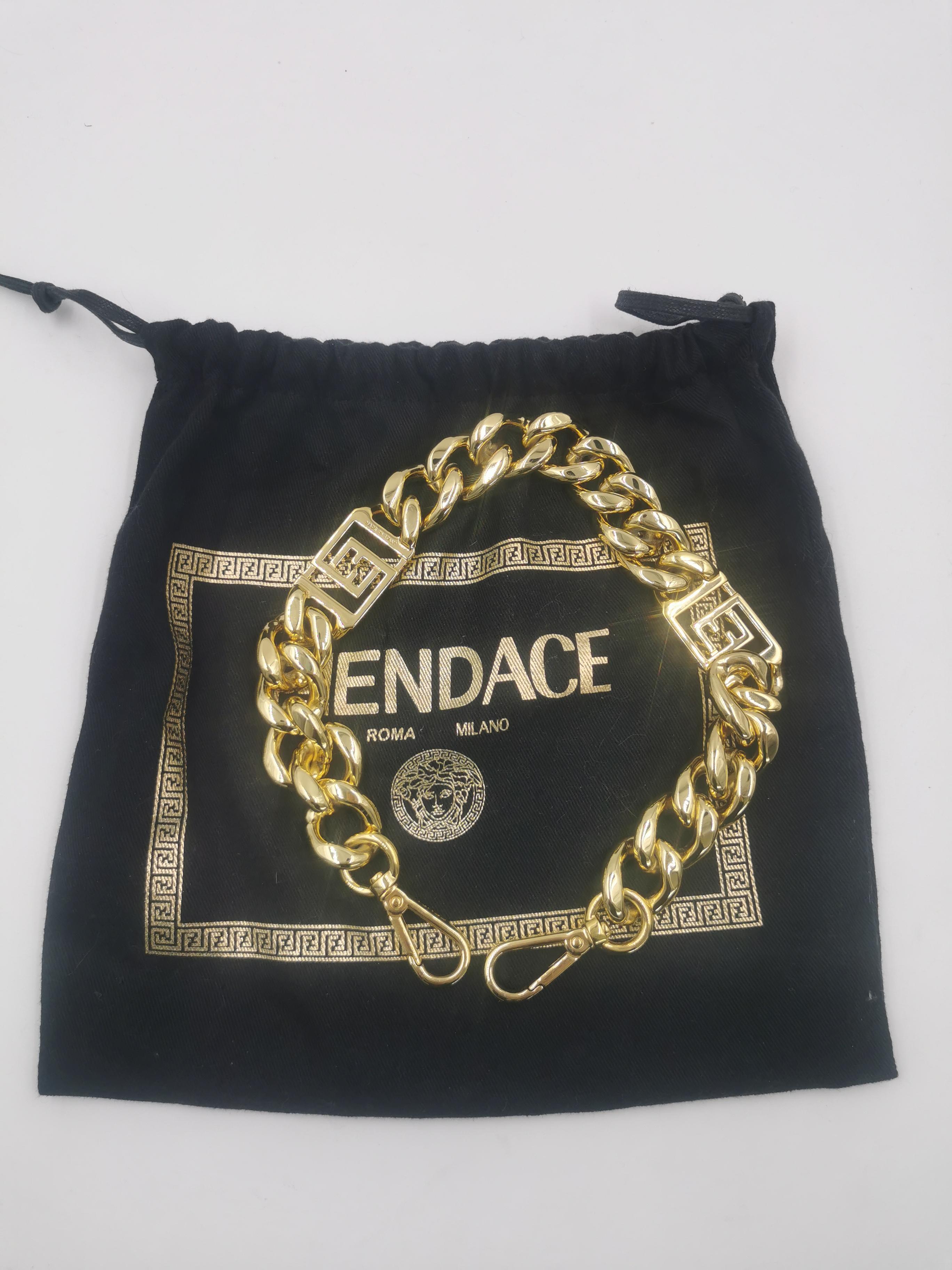 Fendace Versace Fendi Gold Chain Straps Zucca In New Condition For Sale In PUTNEY, NSW