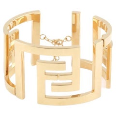 Fendace Versace X Fendi Gold Wide Zucca Bangle Bracelet SOLD OUT RARE