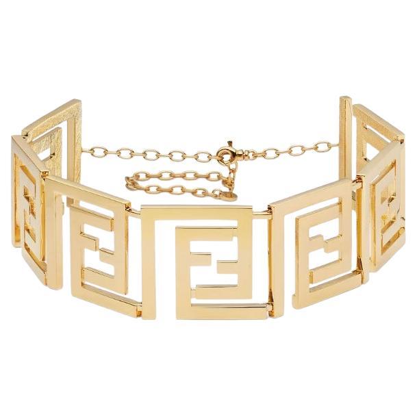 Fendace Versace X Fendi Gold Wide Zucca Choker SOLD OUT RARE For Sale