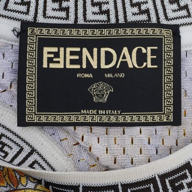 Fendace White Baroque Printed Perforated Knit Sweatshirt  1