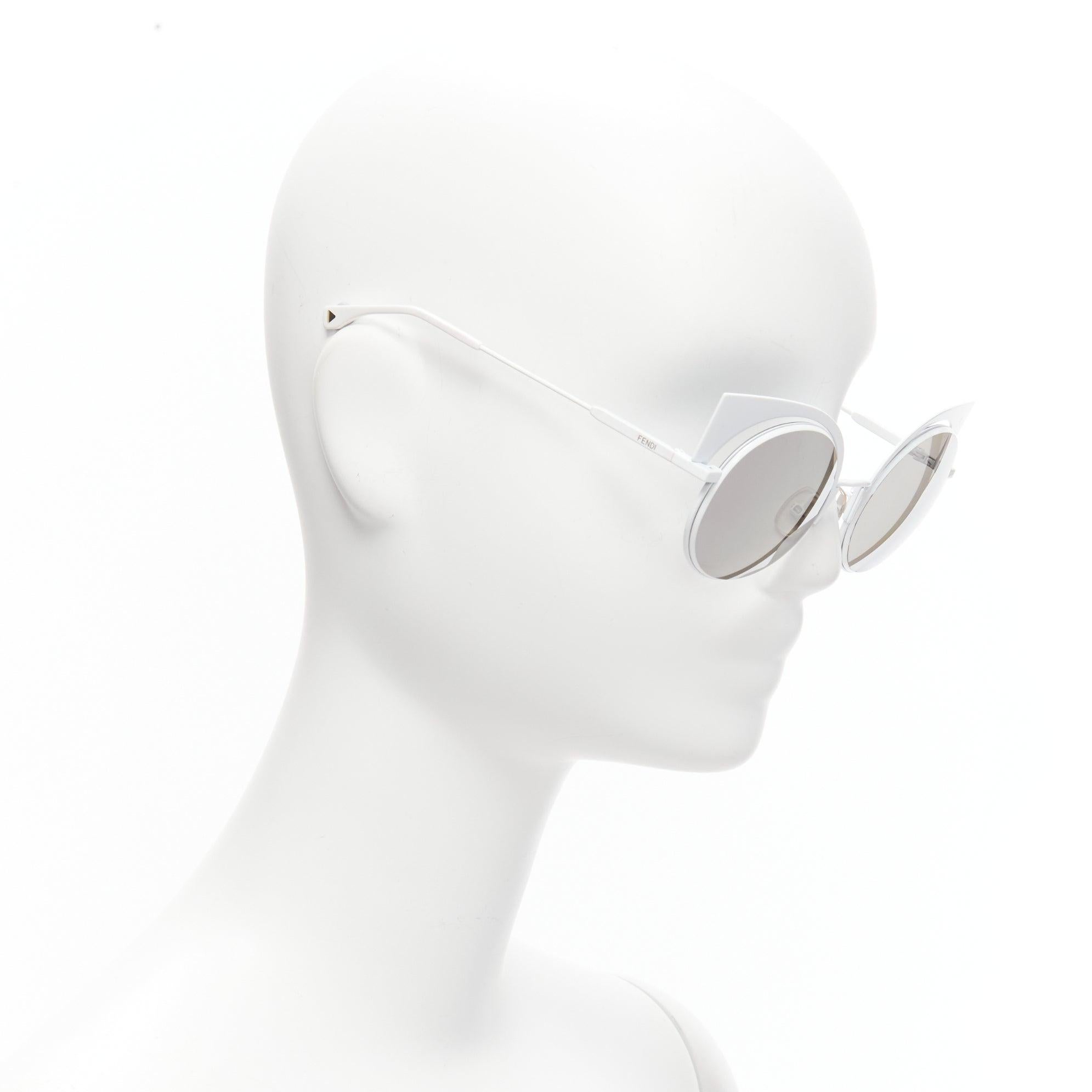 Gray FENDI 0177S white metal logo grey gradient cat eye sunglasses For Sale