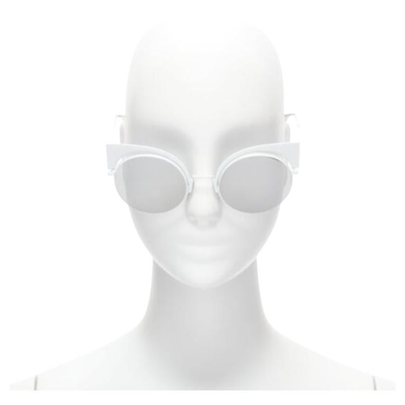 Lunettes de soleil Fendi 0177S logo en métal blanc gris dégradé yeux de chat