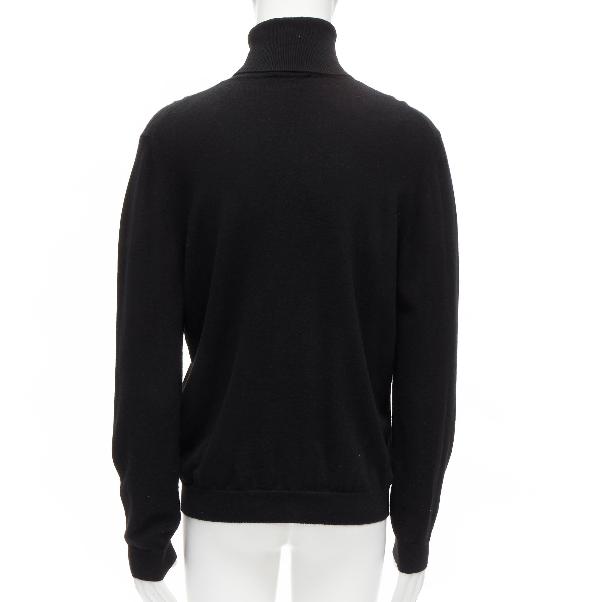 Men's FENDI 100% cashmere black beaded stud Monster eyes turtleneck sweater  IT50 L For Sale