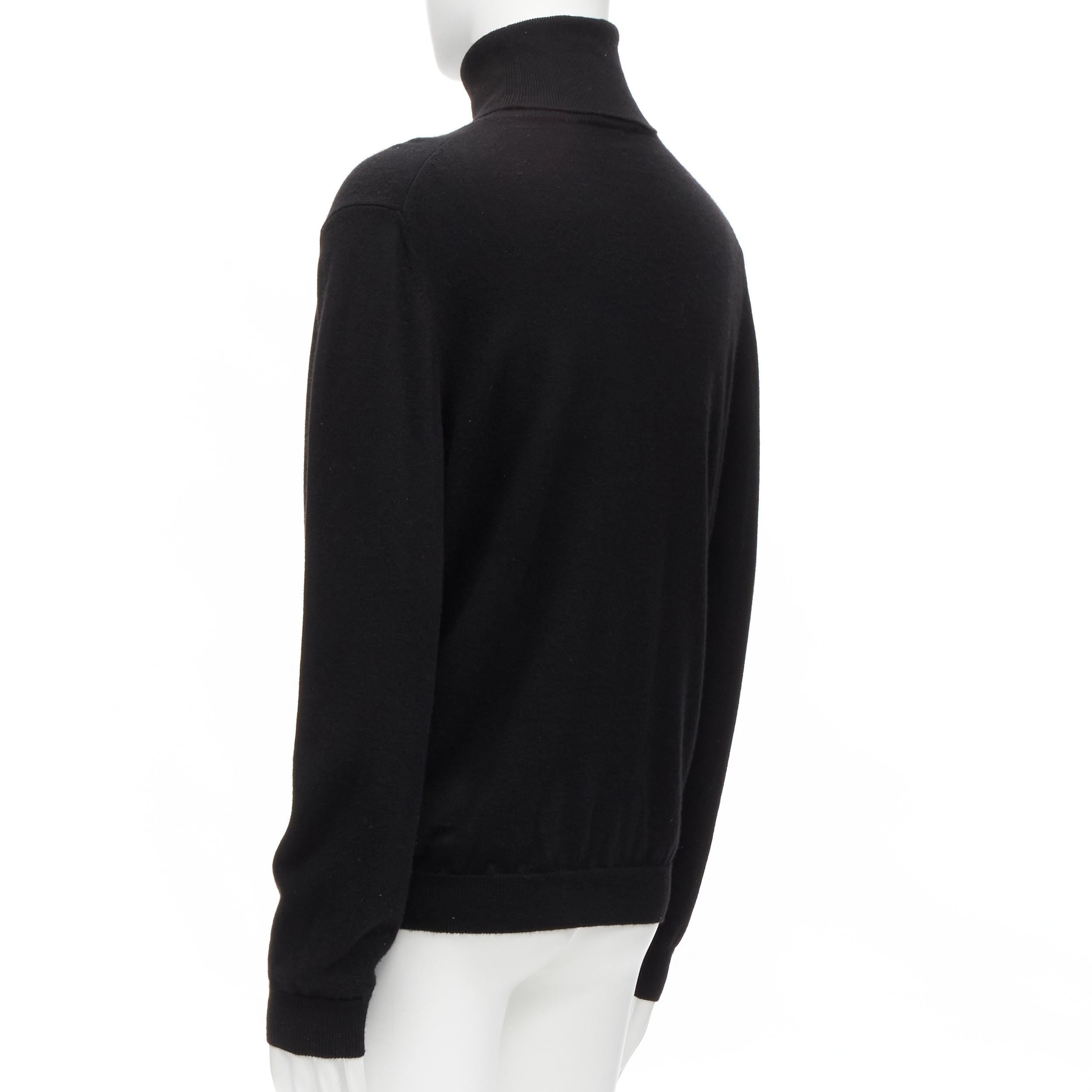 FENDI 100% cashmere black beaded stud Monster eyes turtleneck sweater IT50 L In Excellent Condition For Sale In Hong Kong, NT