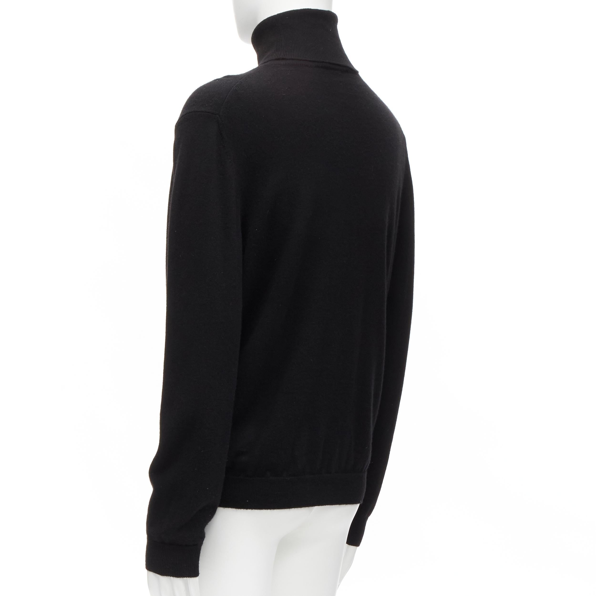 FENDI 100% cashmere black beaded stud Monster eyes turtleneck sweater  IT50 L For Sale 1