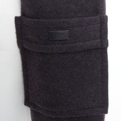 FENDI  100% cashmere burgundy grey bicolor pocket fringed long scarf