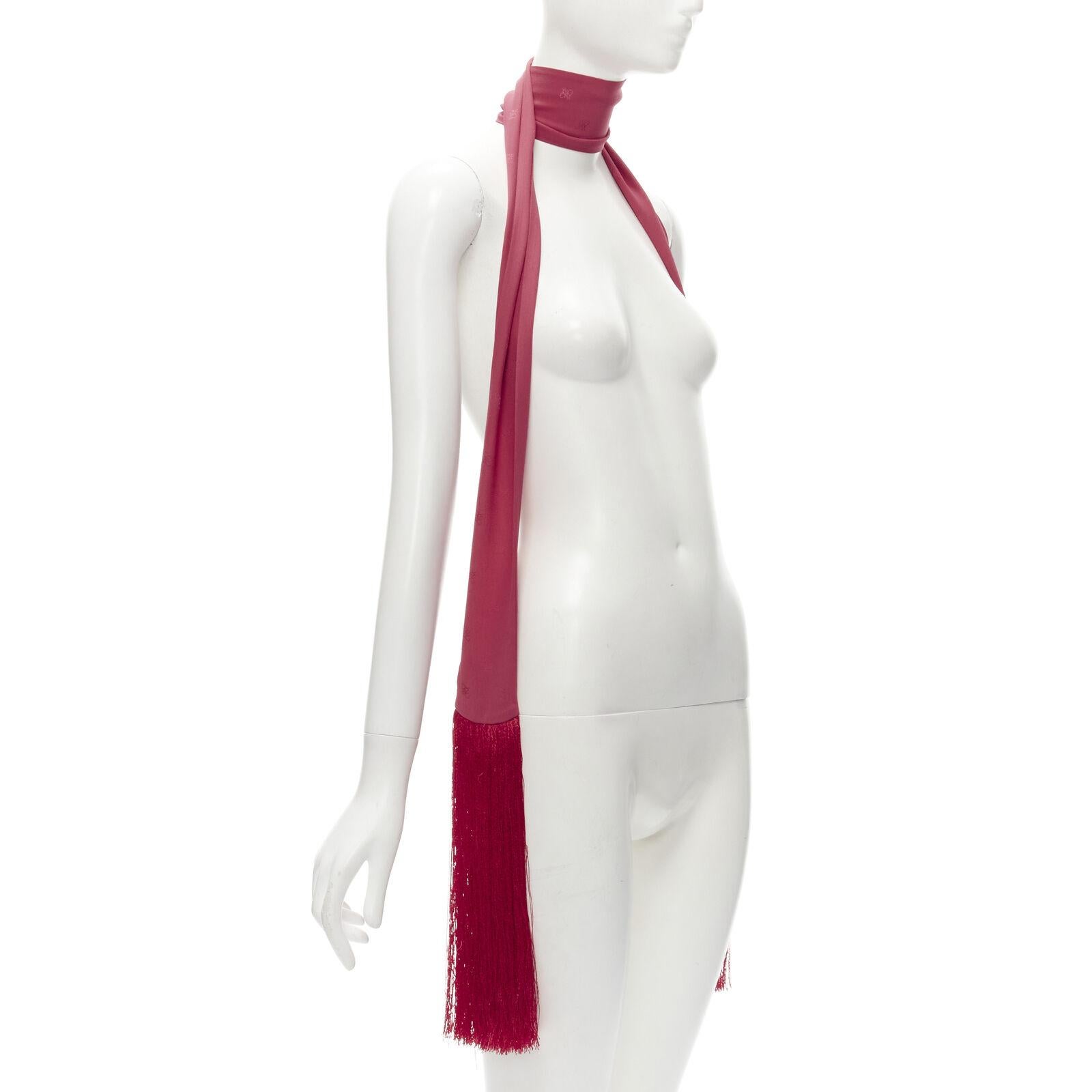 Gray FENDI 100% silk FF monogram jacquard fringe extra long scarf For Sale