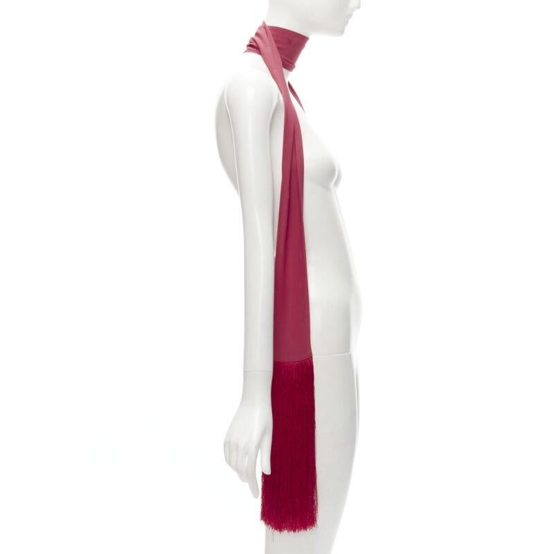 FENDI 100% silk FF monogram jacquard fringe extra long scarf In Excellent Condition For Sale In Hong Kong, NT