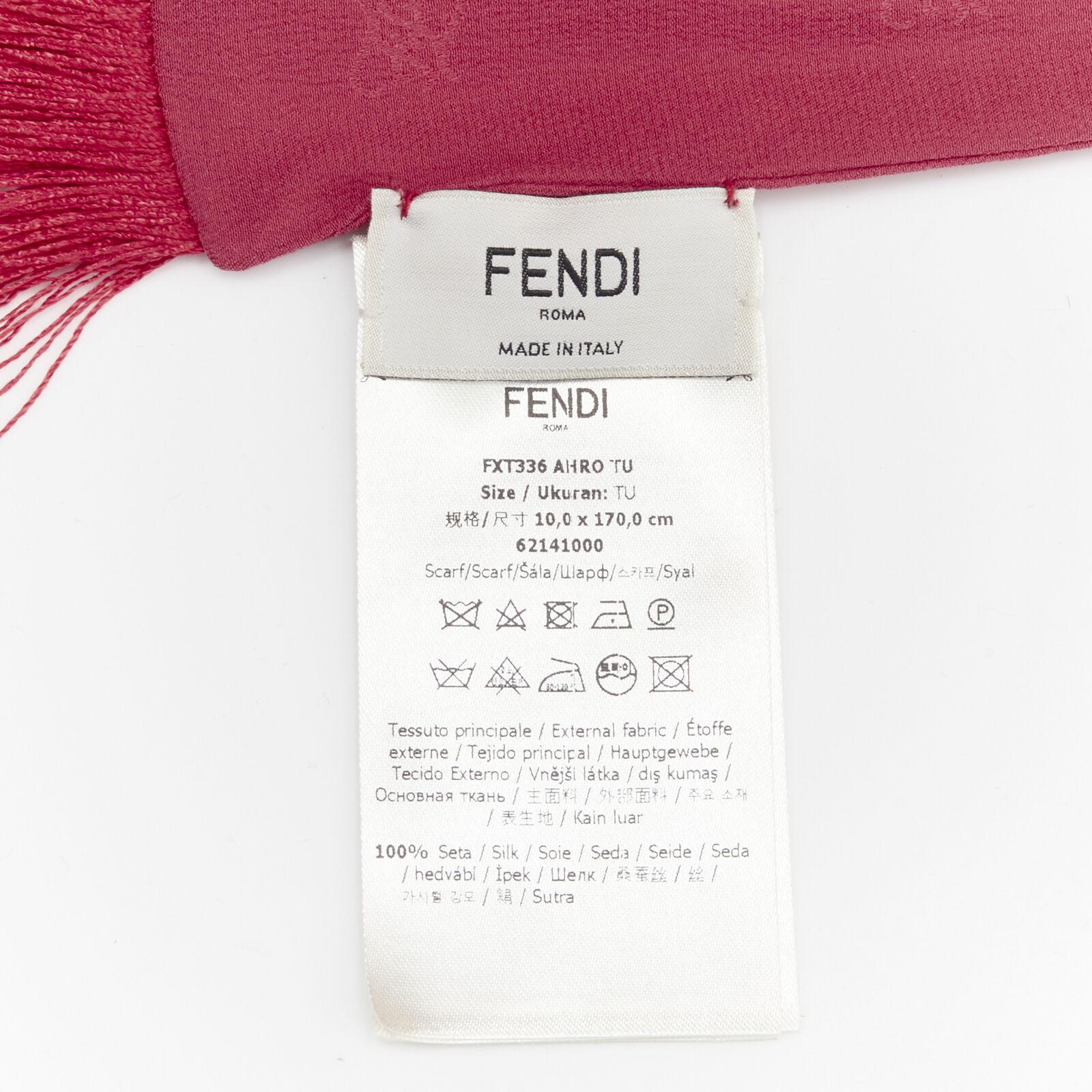 FENDI 100% silk FF monogram jacquard fringe extra long scarf For Sale 3