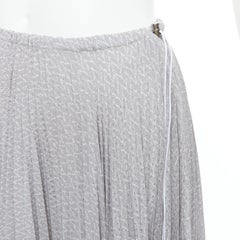 FENDI 100% silk grey pleated 3D polka dots drawstring midi skirt IT38 XS