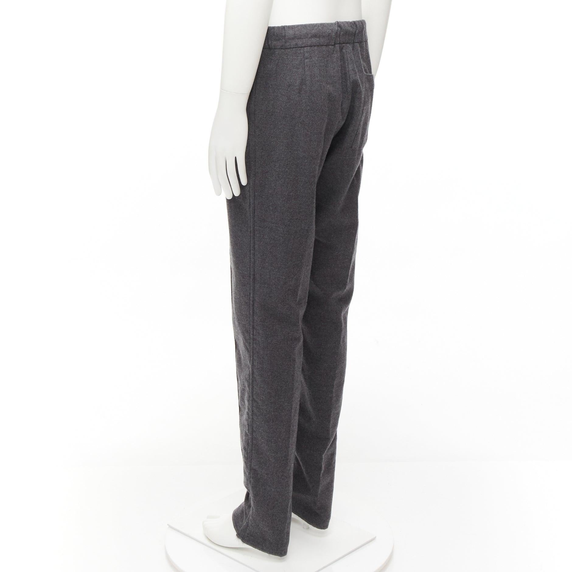 FENDI 100% virgin wool grey drawstring waistband casual dress trousers IT46 S For Sale 1