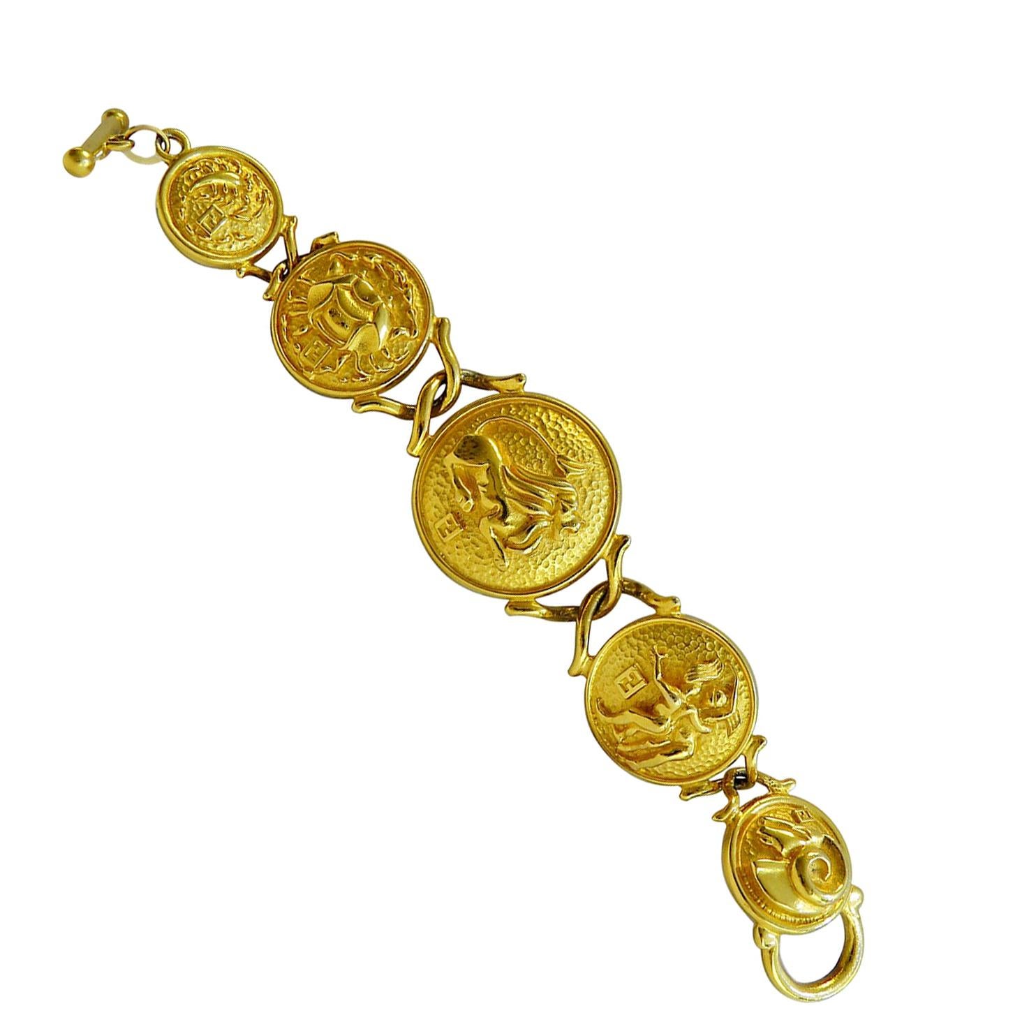 Fendi 18 Karat Gold Plate Vintage Bracelet For Sale