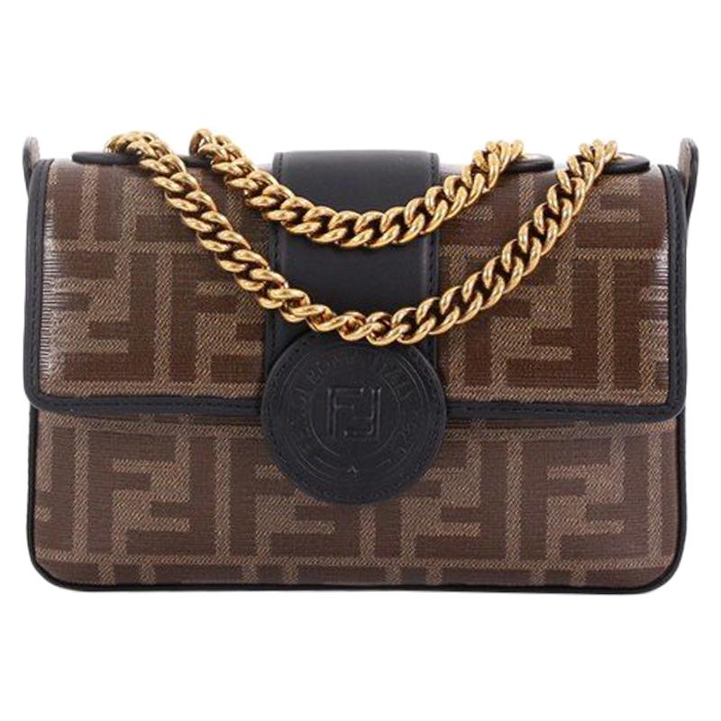 Fendi 1974 Double F Crossbody Bag Zucca Coated Canvas Mini