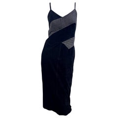 Fendi 1980s Fendissime Black Silver Suede Leather Vintage 80s Hand Painted Dress