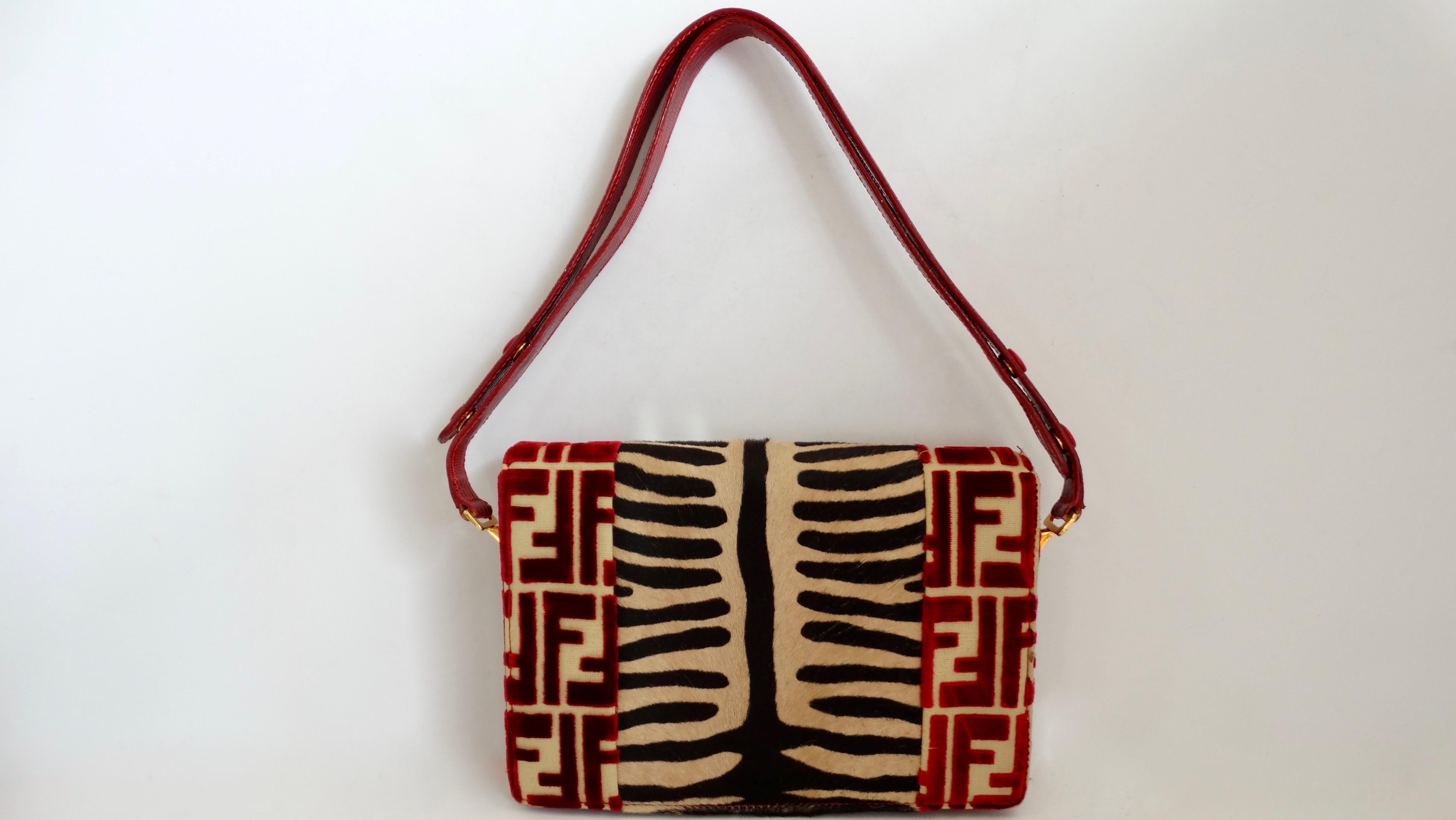 Fendi 1980s Mixed Zebra and Monogram Shoulder Bag 3
