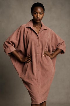 Fendi 1980 Vintage Batwing Duster Jacket Dusty Rose Suede Taglia S