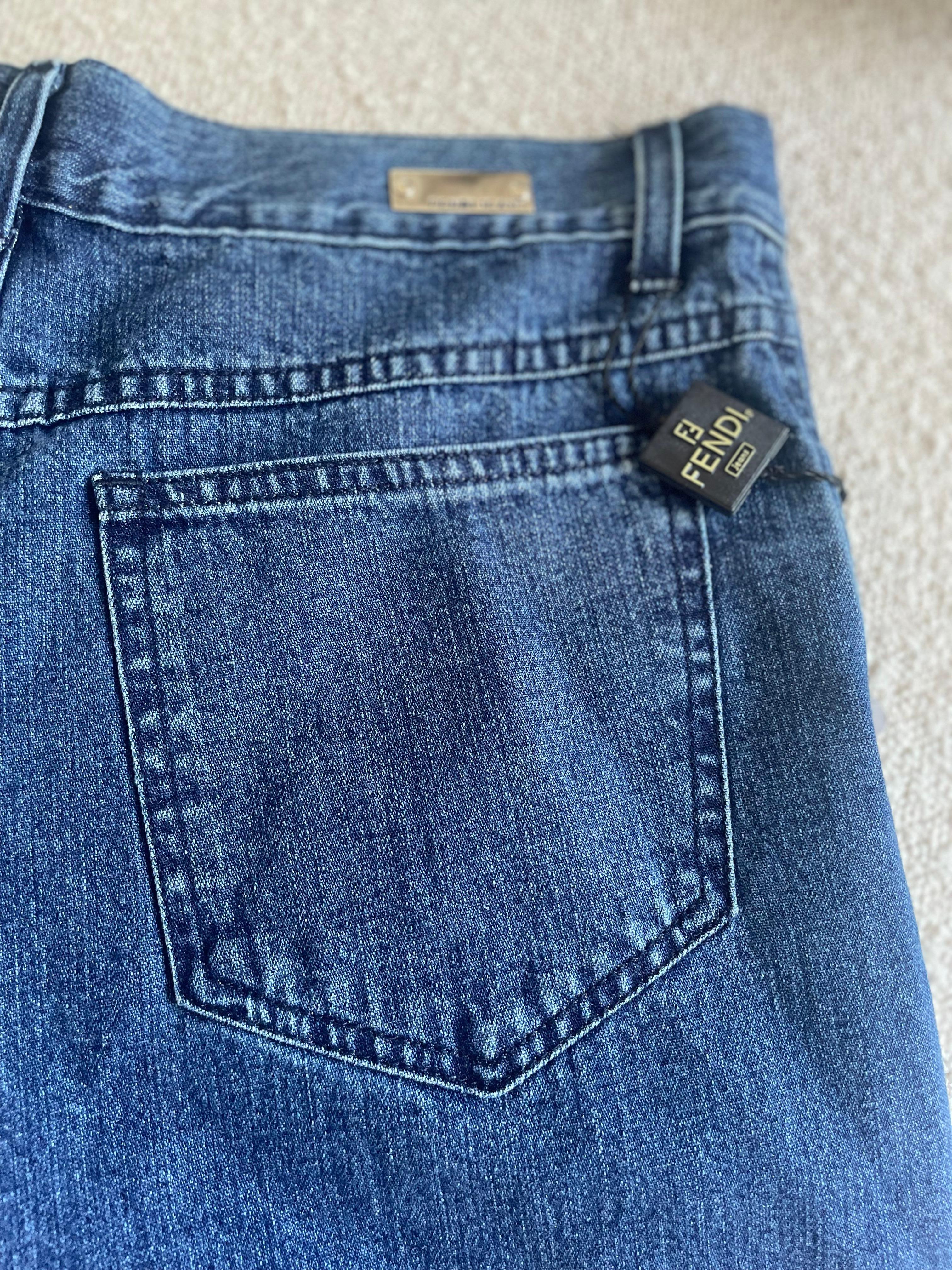 90s Vintage Fendi Leopard Print Jeans Pants Mid Rise Tapered