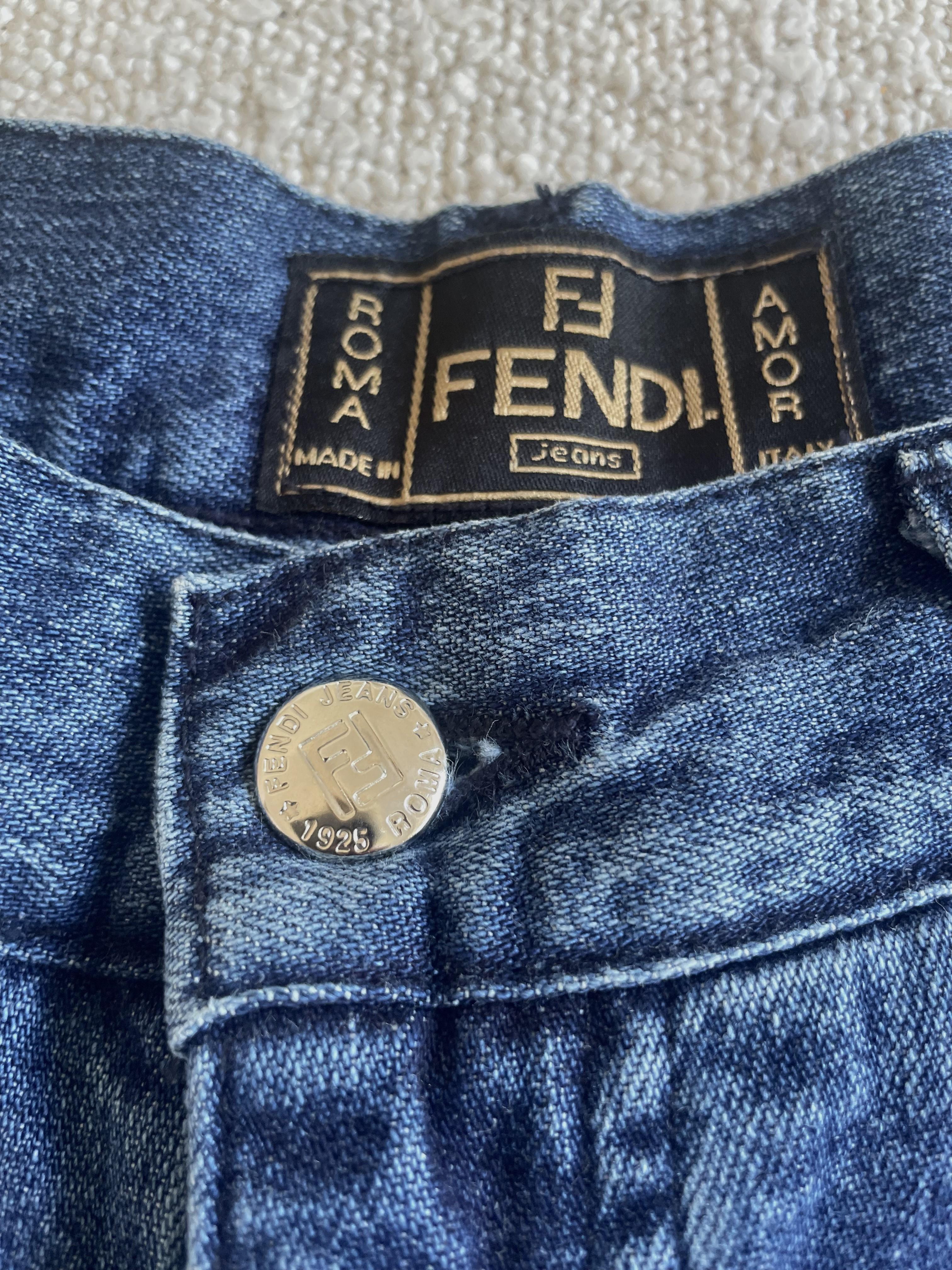 90s Vintage Fendi Leopard Print Jeans Pants Mid Rise Tapered