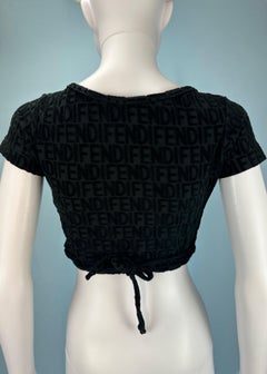 Fendi 1990s Black Terry Cloth Wrap Top