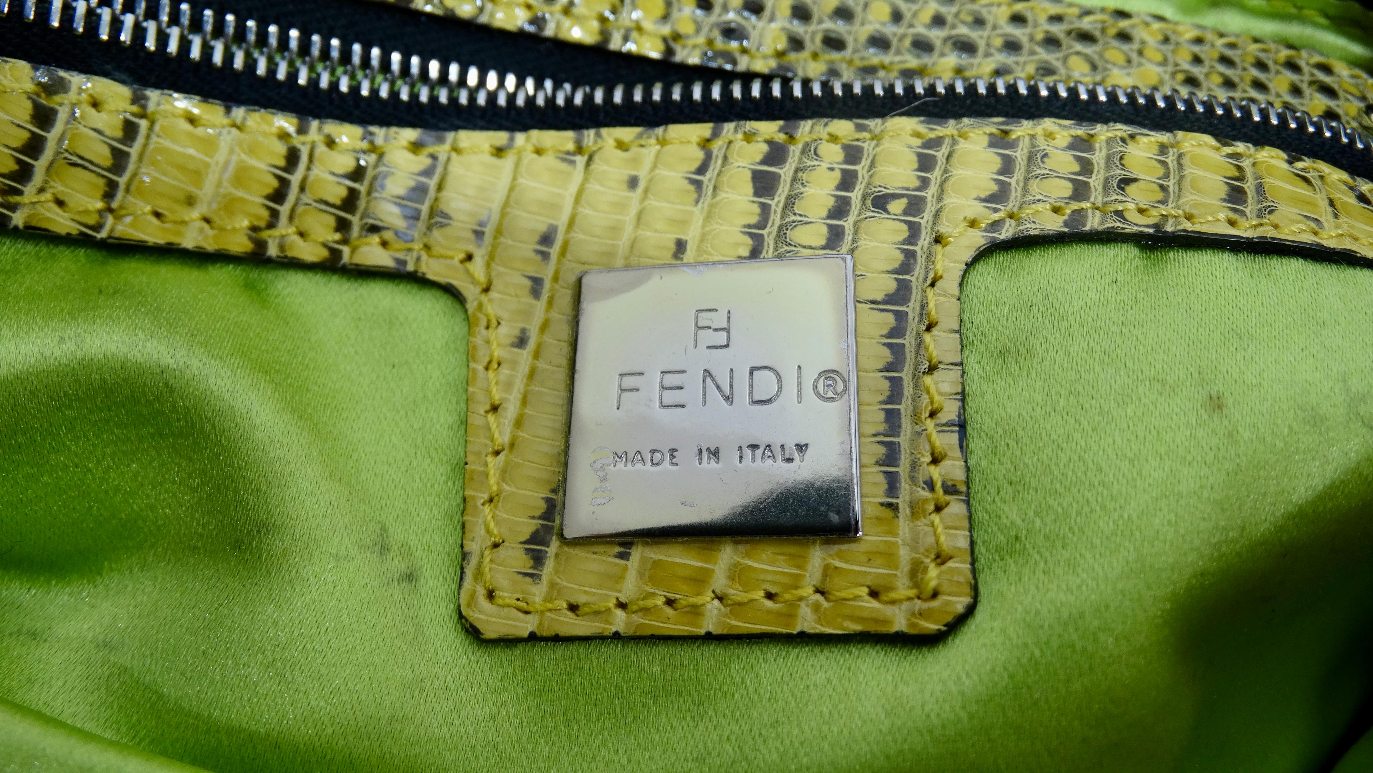 Fendi 1990s Green Embroidered Baguette 2