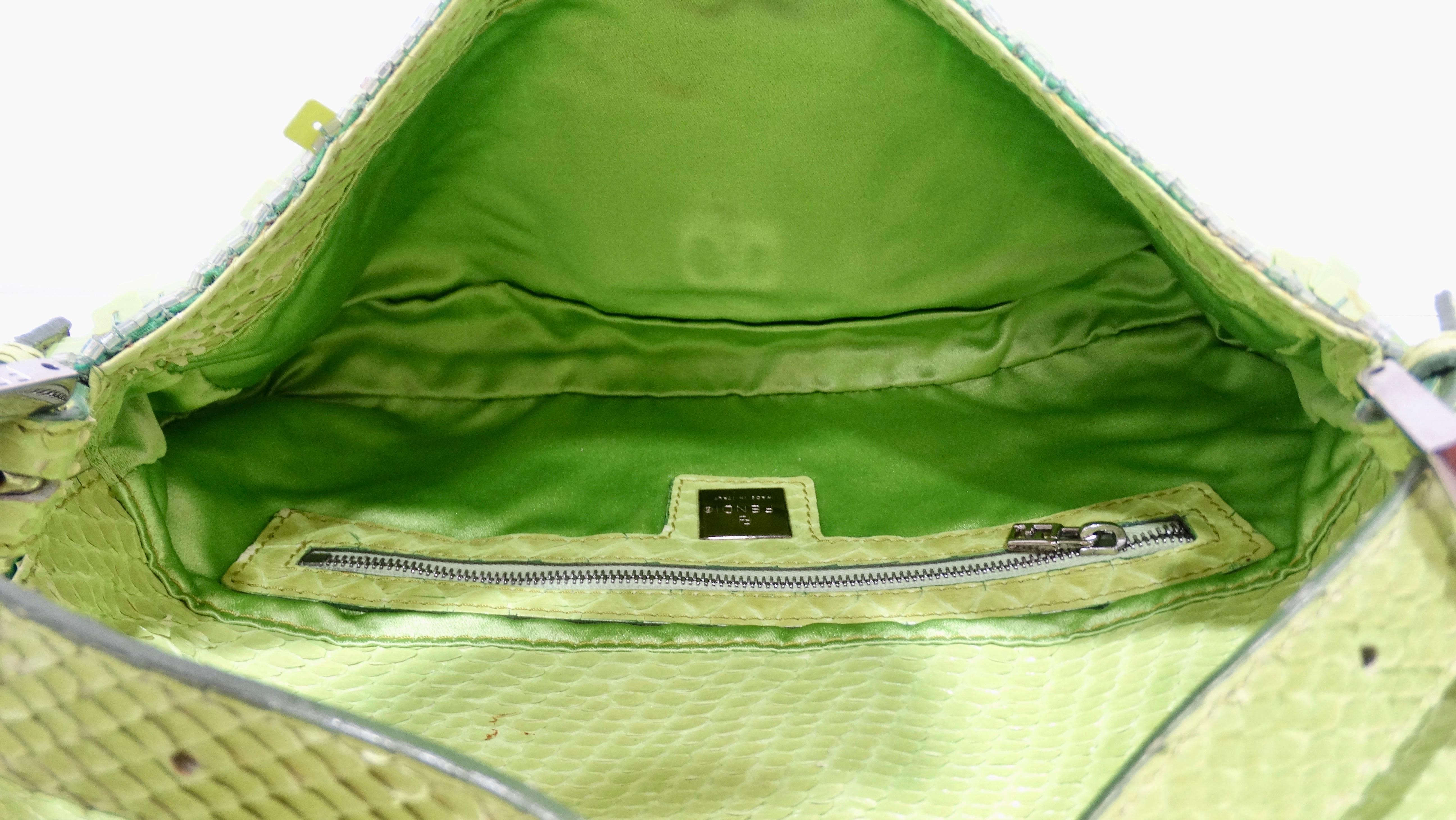 Fendi 1990s Green Sequin Baguette Bag 5