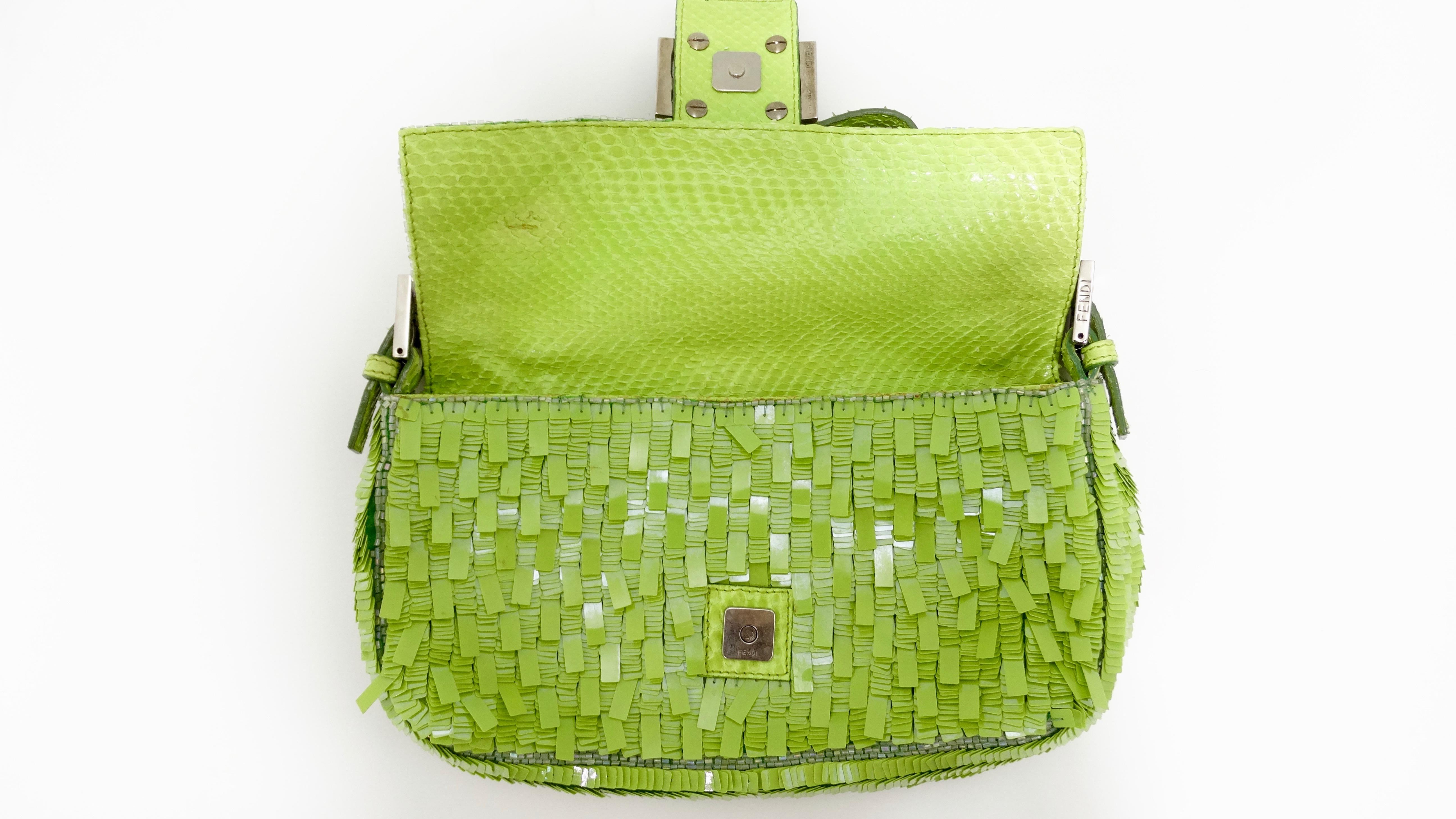 Fendi 1990s Green Sequin Baguette Bag 7
