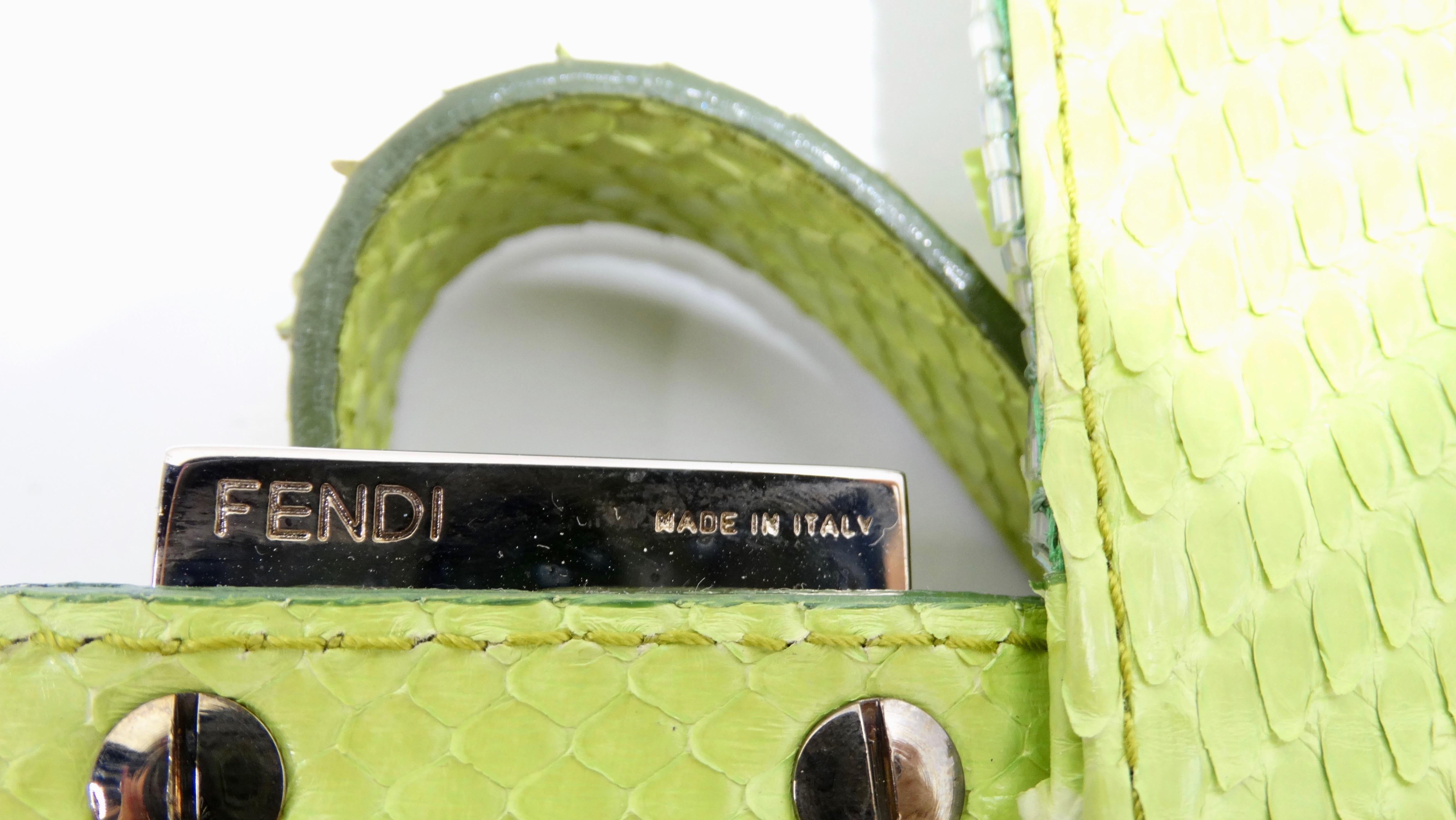 Fendi 1990s Green Sequin Baguette Bag 8