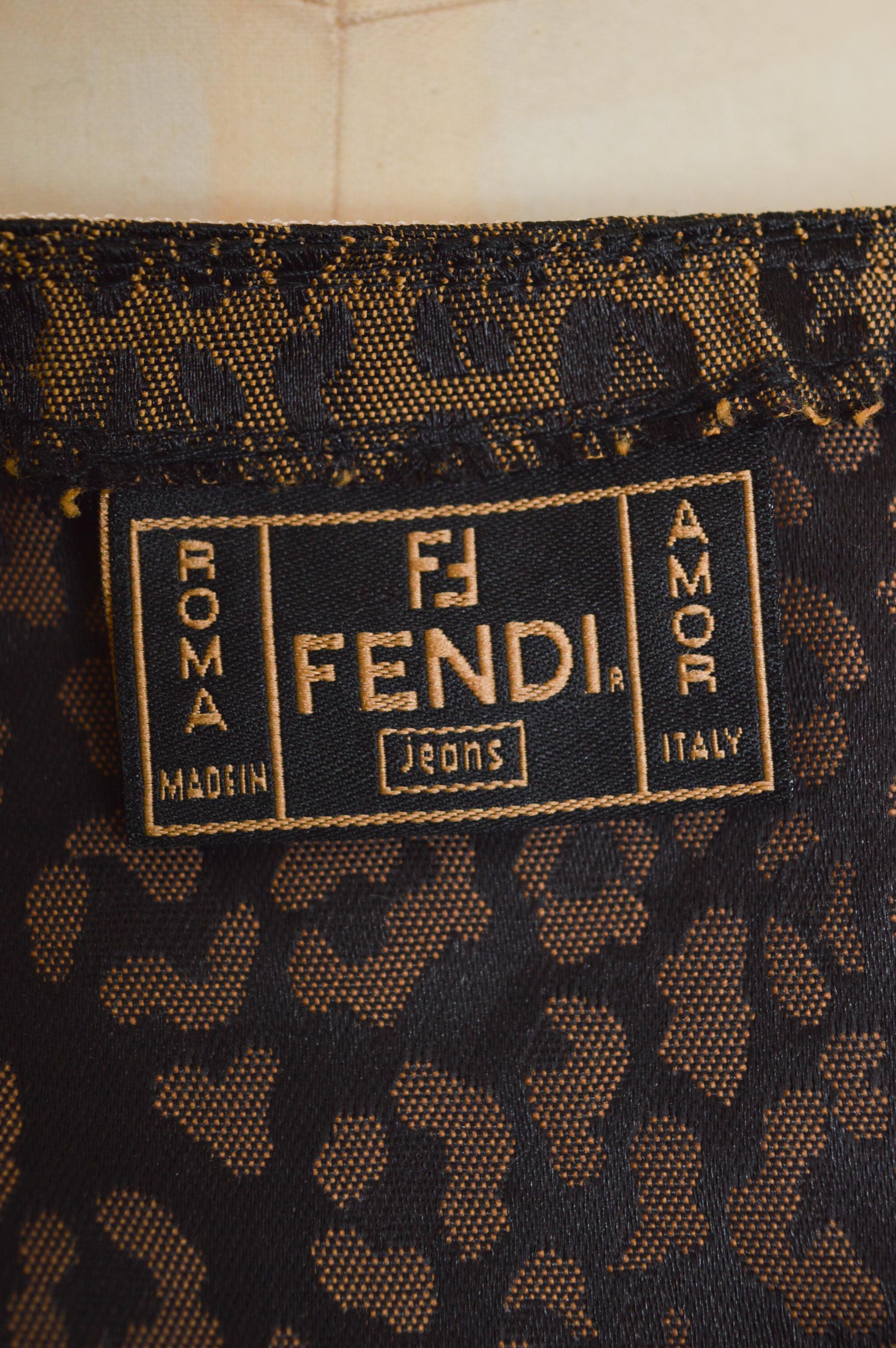 FENDI 1990's Leopard Pattern Zucca Jacquard Corset Tank Top Vest - Bustier 1