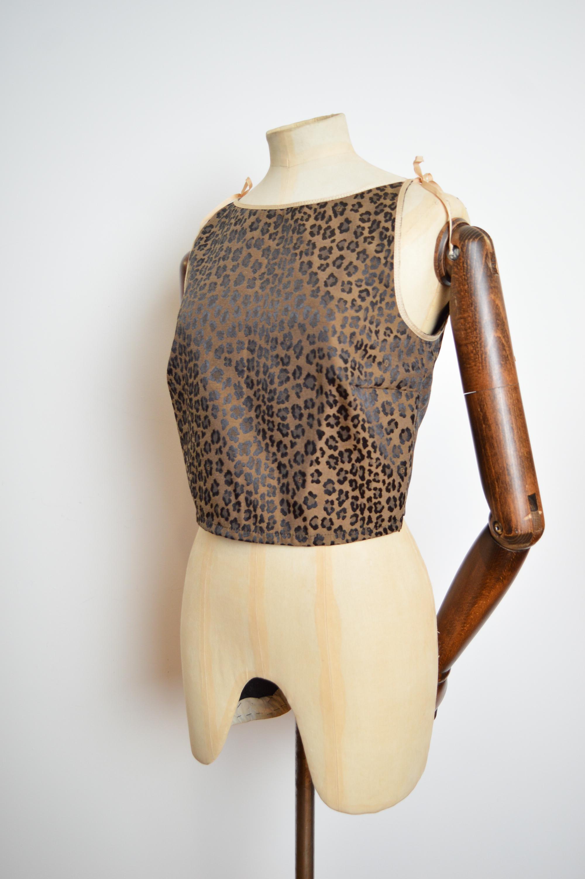 FENDI 1990's Leopard Pattern Zucca Jacquard Corset Tank Top Vest - Bustier 2
