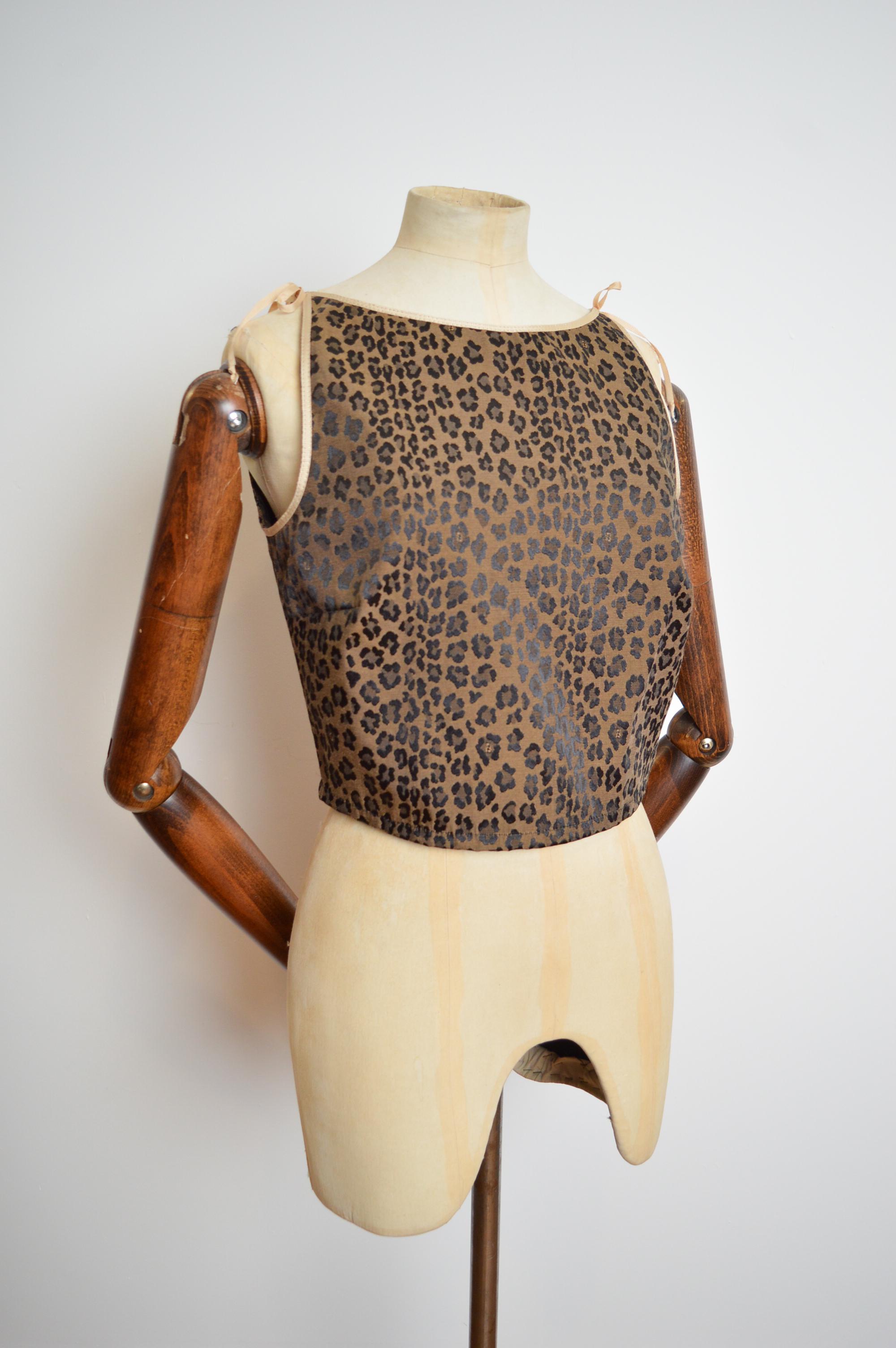 FENDI 1990's Leopard Pattern Zucca Jacquard Corset Tank Top Vest - Bustier 4