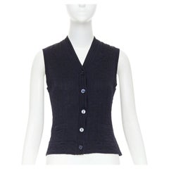 FENDI 1990s Maglia Vintage FF Zucca monogram shell button knit vest top IT40 S