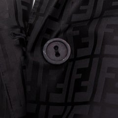 Fendi anni '90 Vintage nero cotone nylon FF Zucca monogram con cintura trench IT40