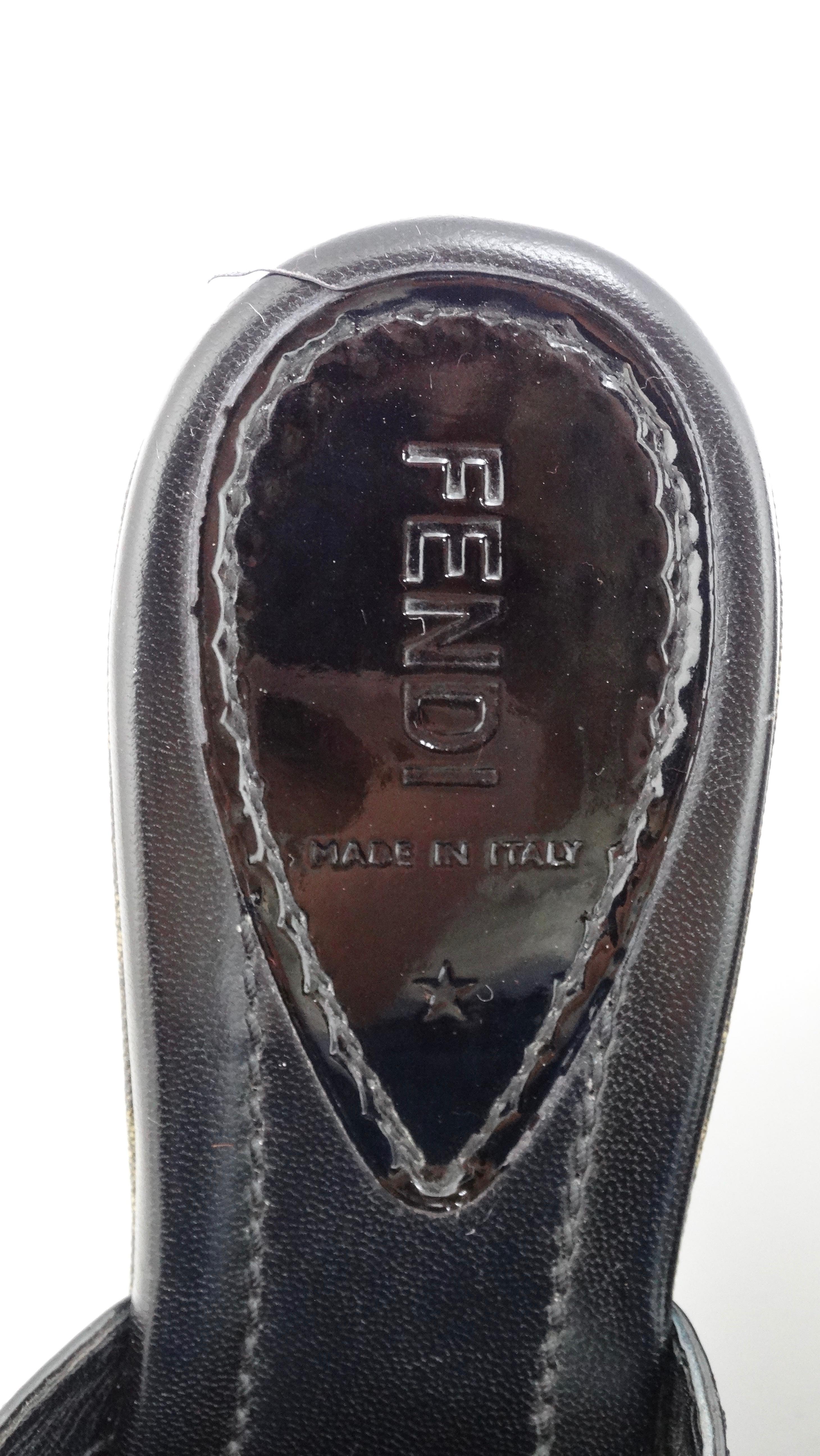 Fendi 1990's Zucca FF Logo Wedged Mules For Sale 1
